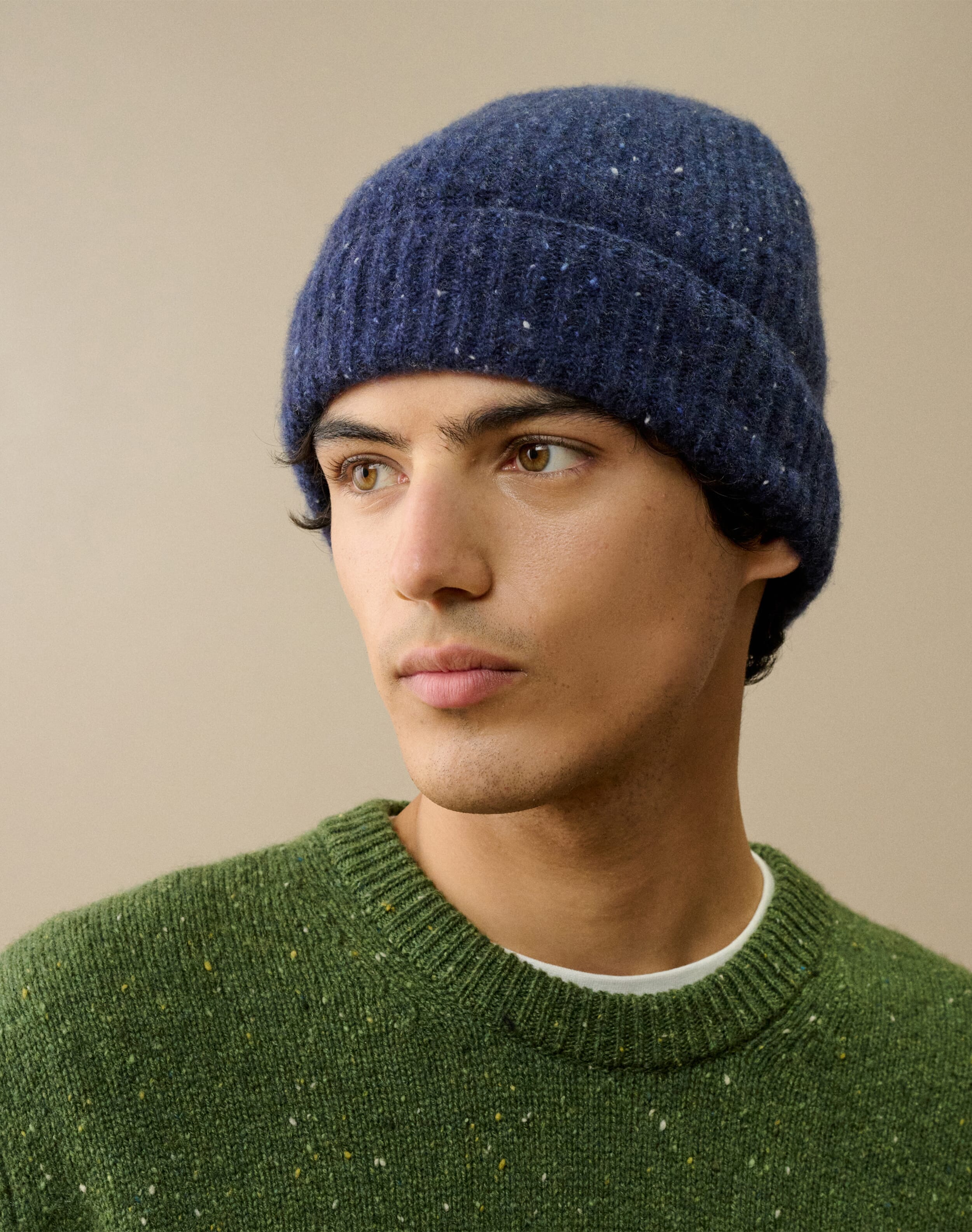 Navy Cashmere Donegal Ribbed Hat Accessories Brora Fashion