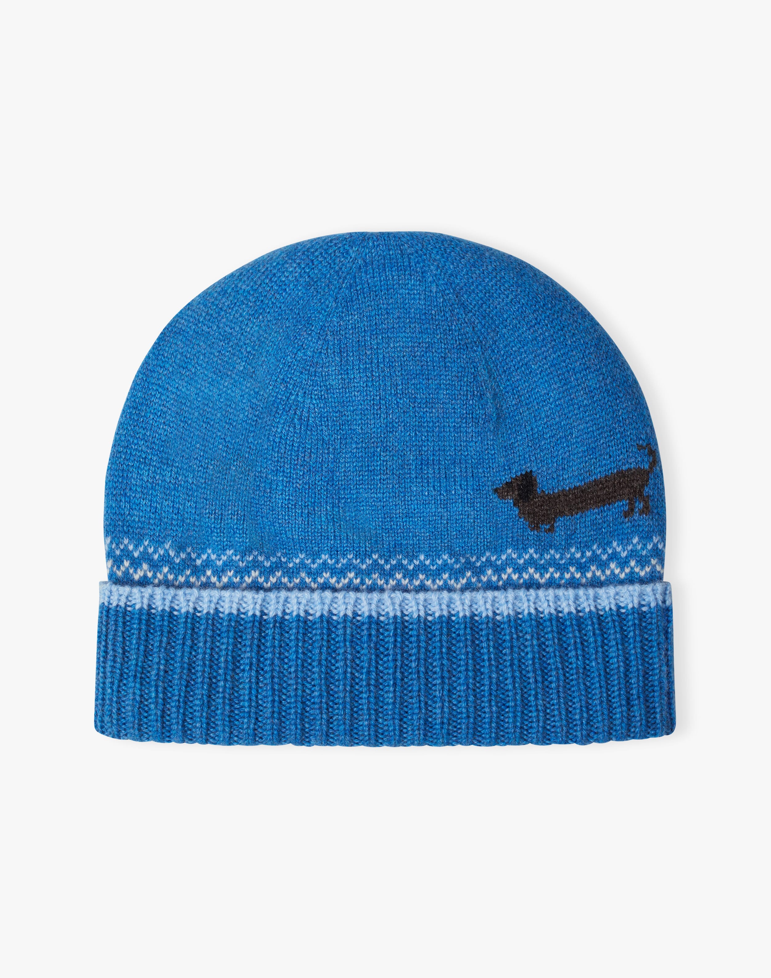 Cashmere Dachshund Beanie in China Blue Children's Brora Fashion