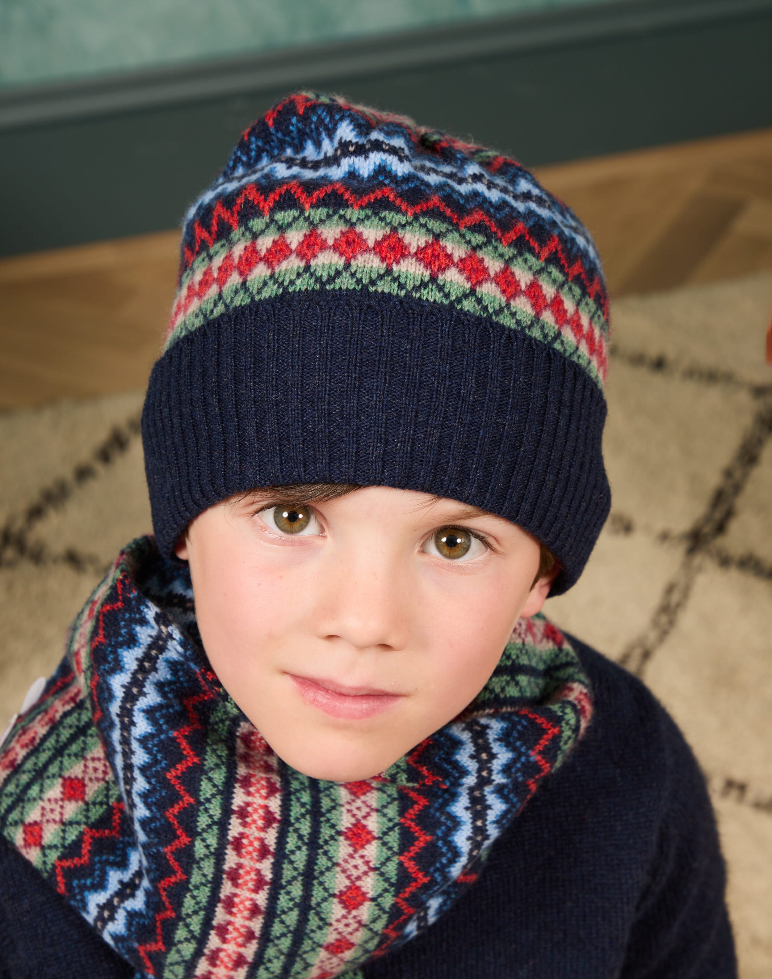 Brora Cashmere Folk Beanie French