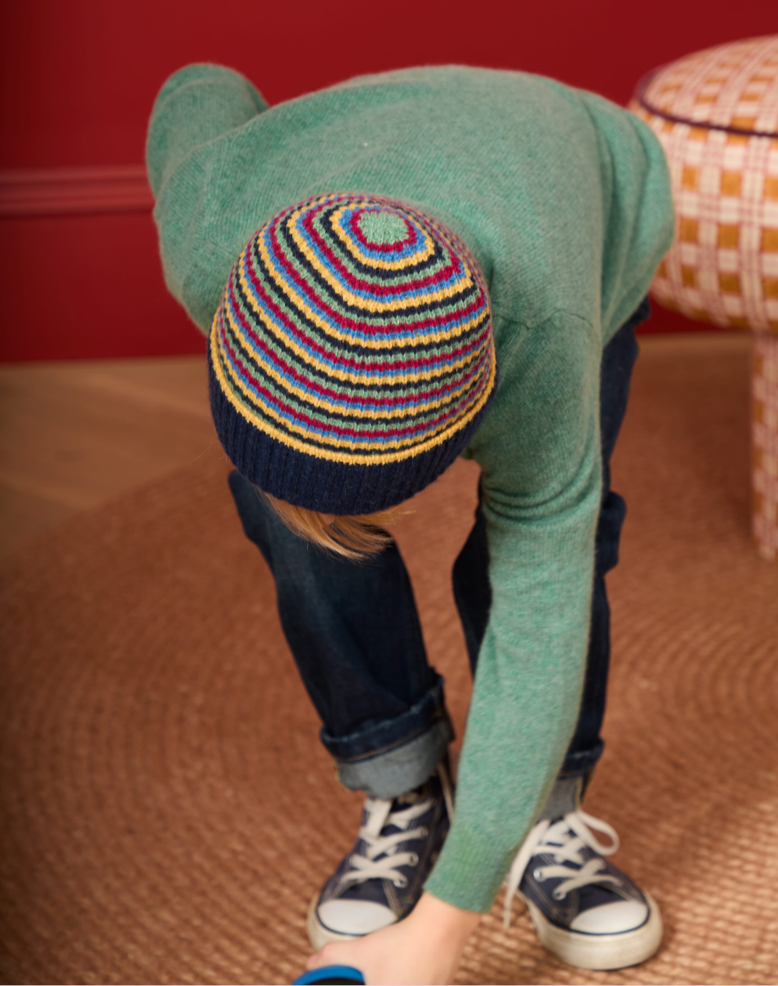 Brora Cashmere Stripy Beanie French