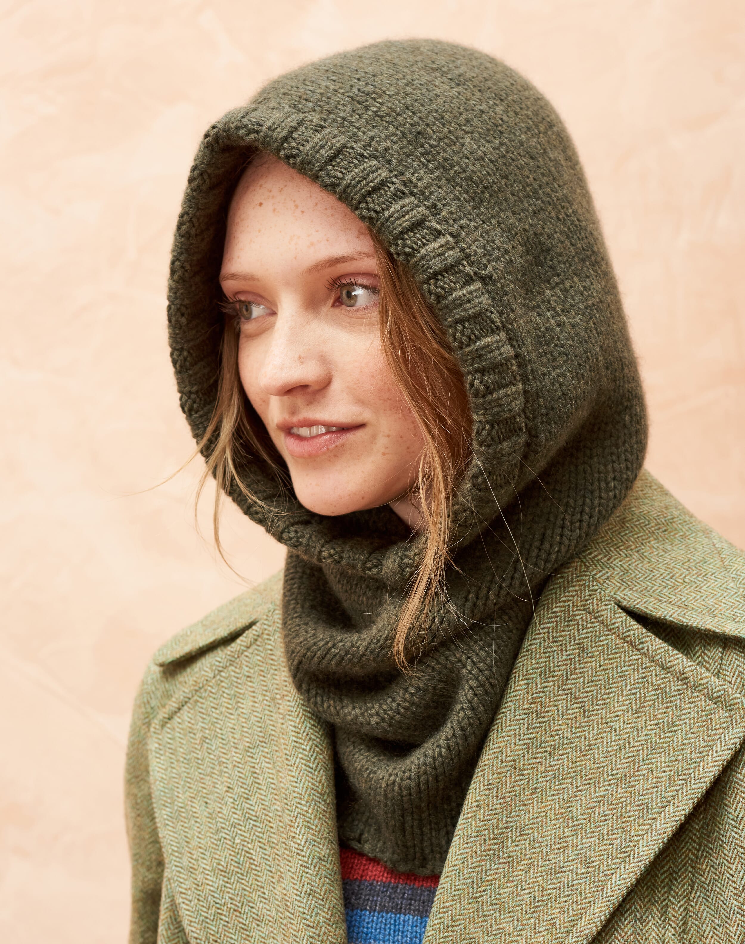 Green Cashmere Knit Snood Accessories Brora Fashion