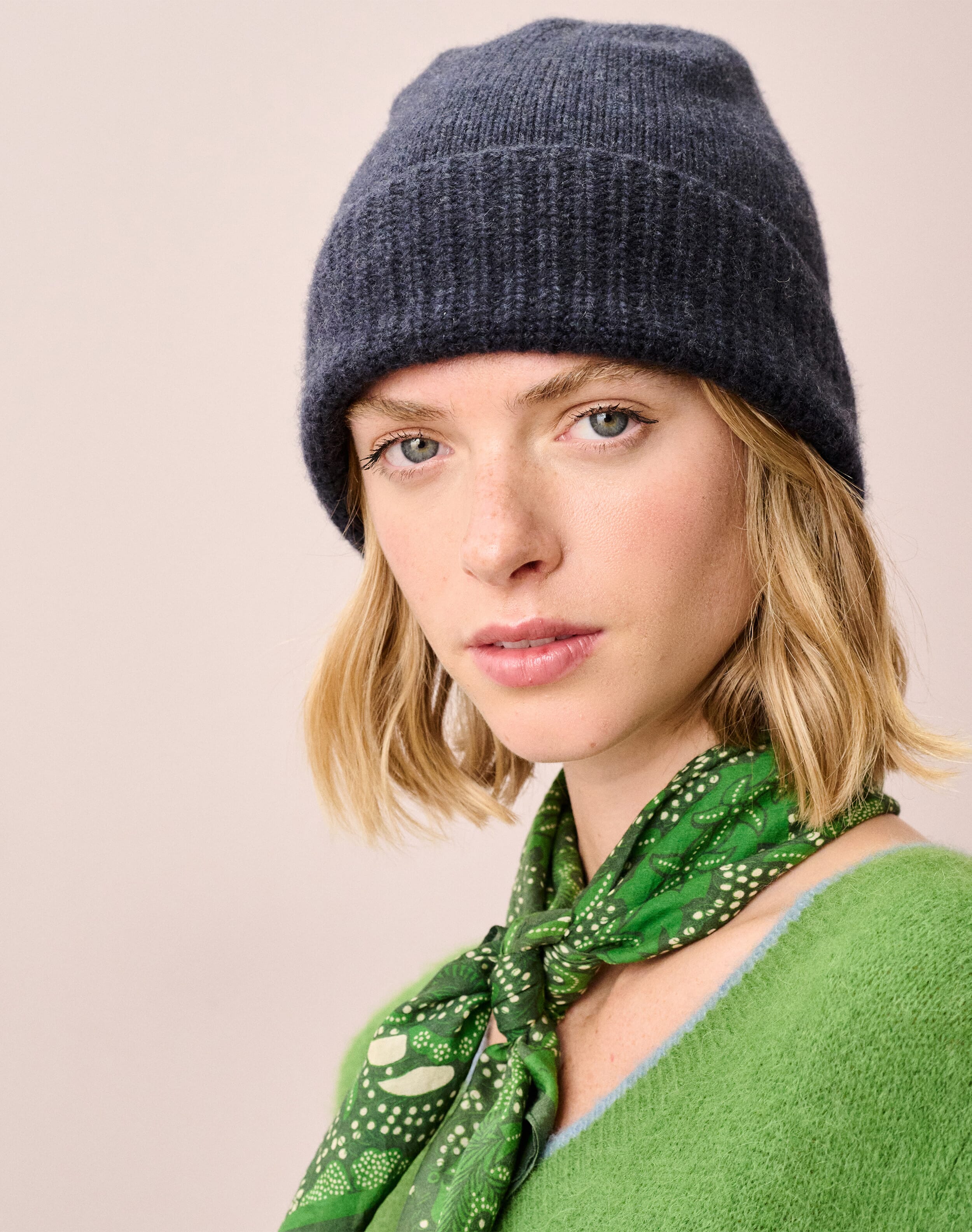 Scottish Cashmere Beanie in Midnight | Brora Accessories