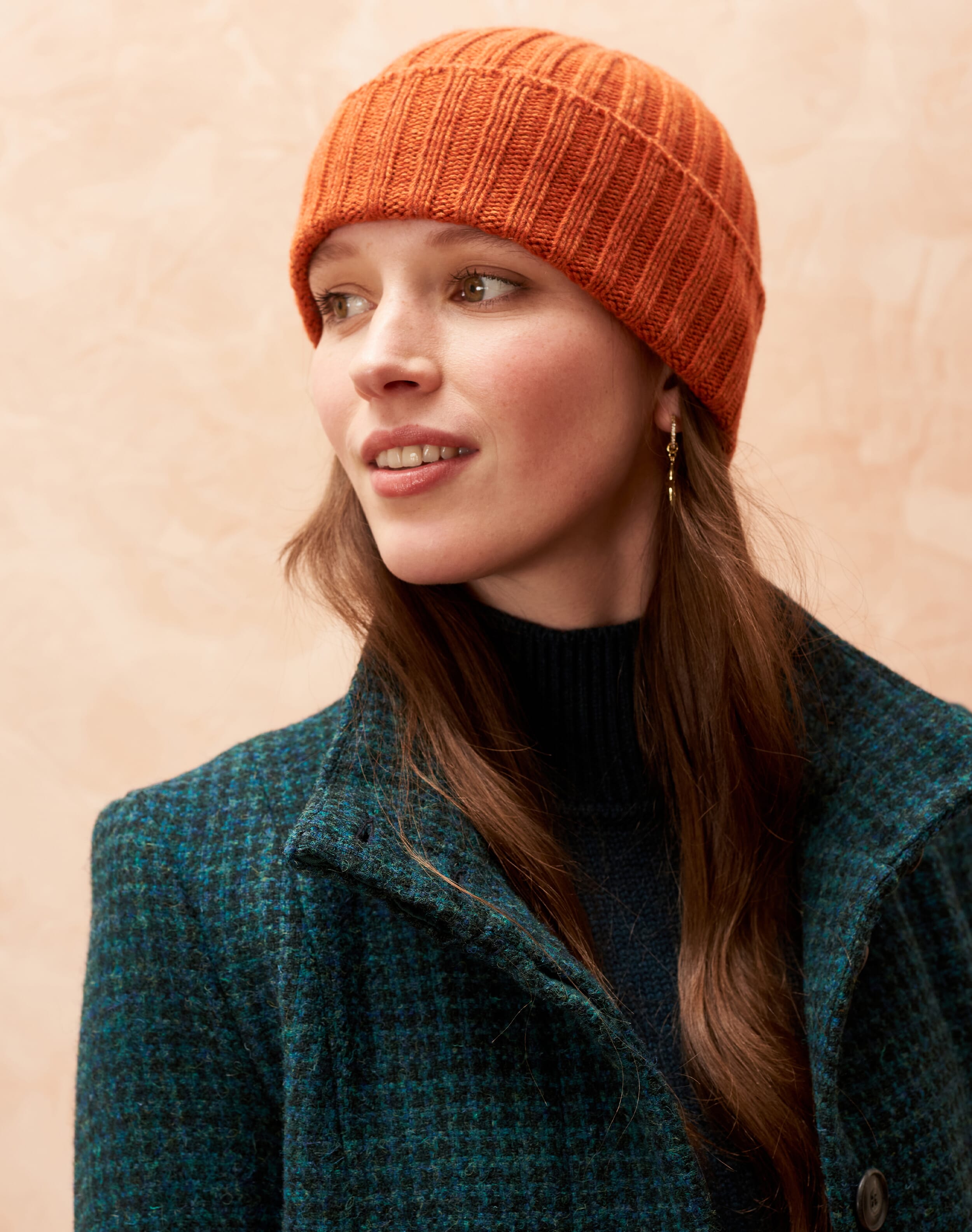 Orange Cashmere Ribbed Hat | Accessories | Brora Fashion