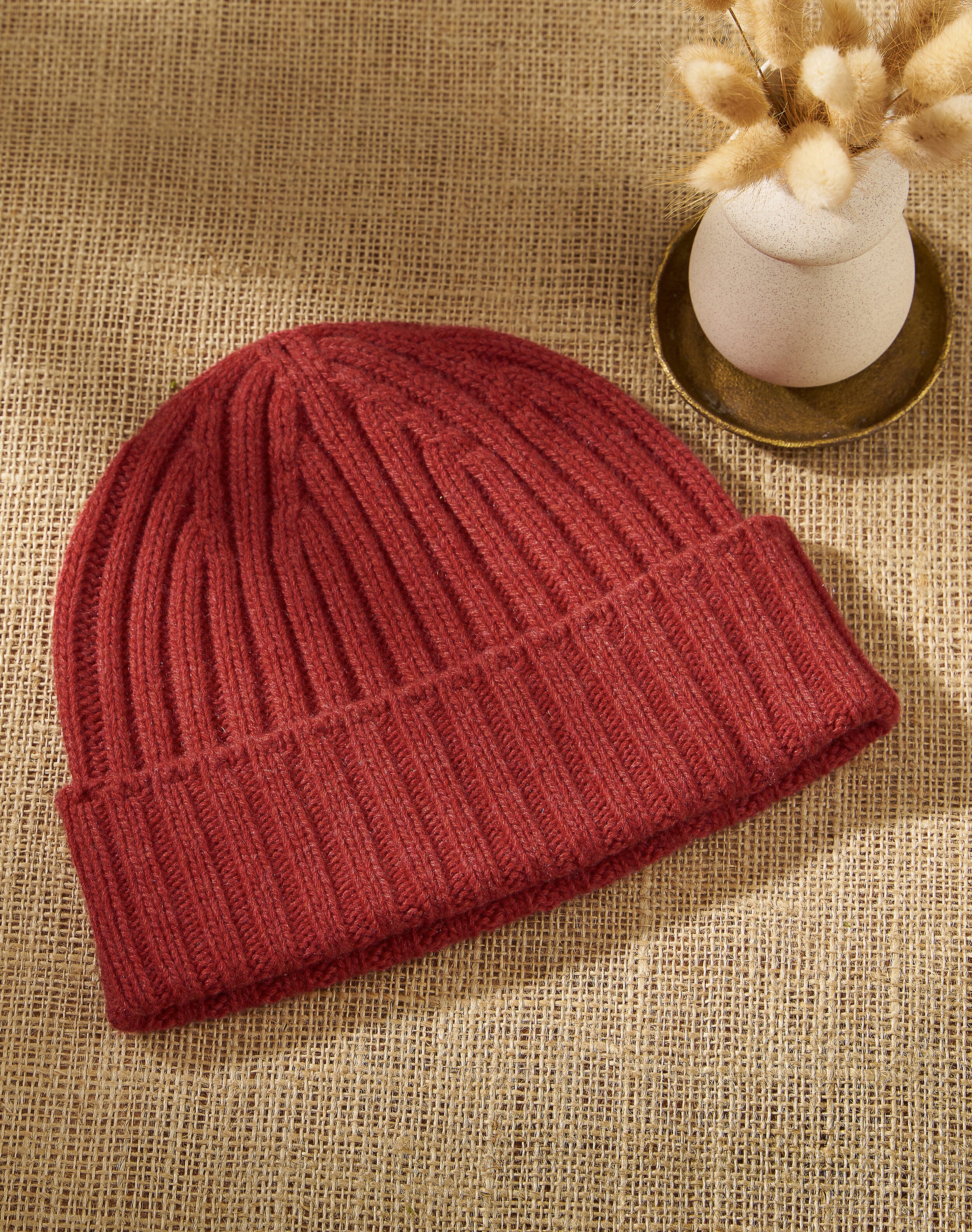 Brora Cashmere Ribbed Hat Clay