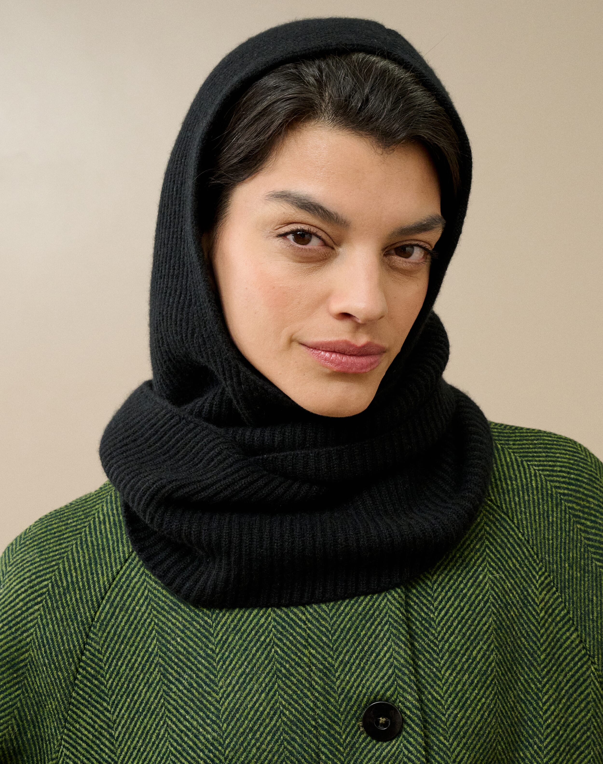 Brora Cashmere Ribbed Hooded Scarf