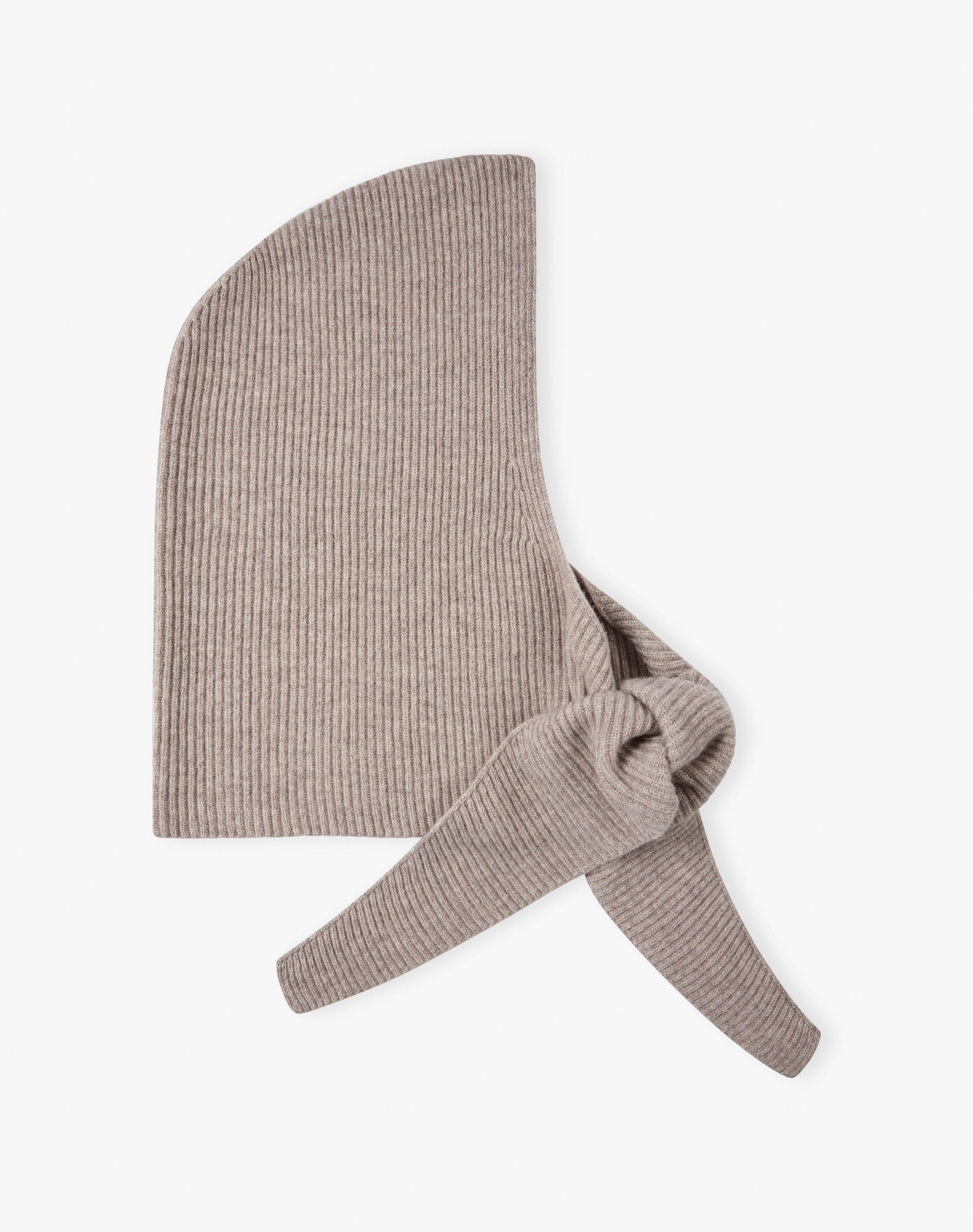 Scottish Cashmere Ribbed Hooded Scarf in Ash | Accessories