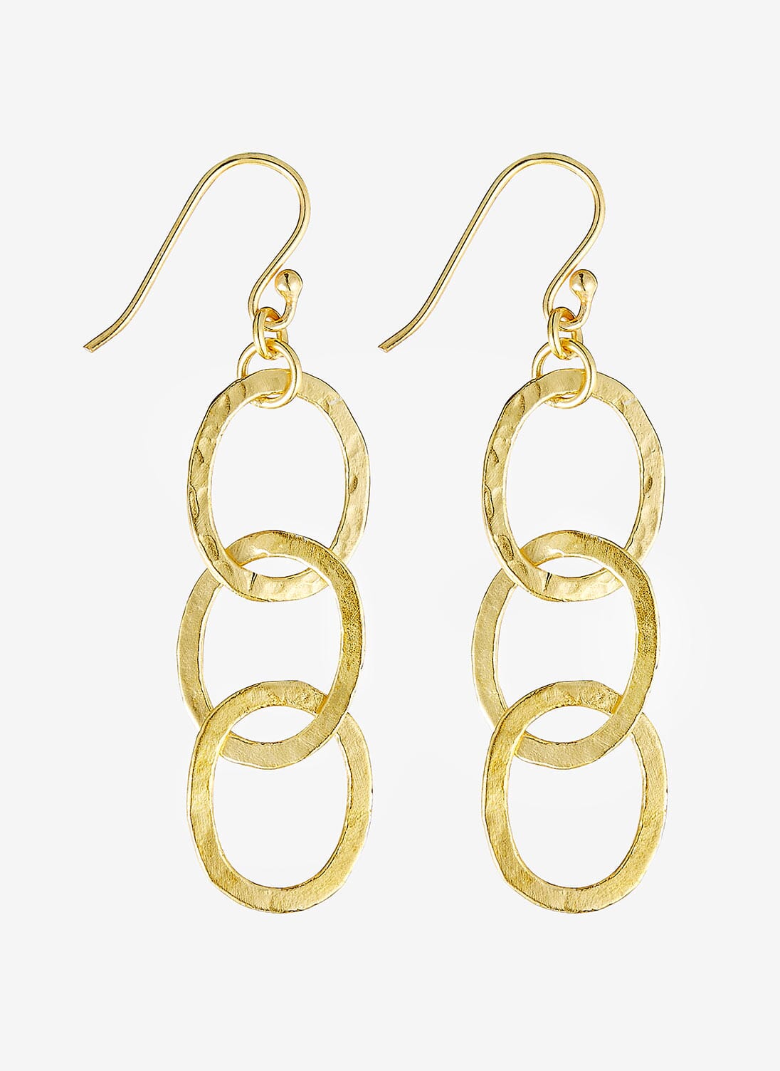 Gold Hammered Gold Triple Hoop Earrings | Women's Jewellery | Brora