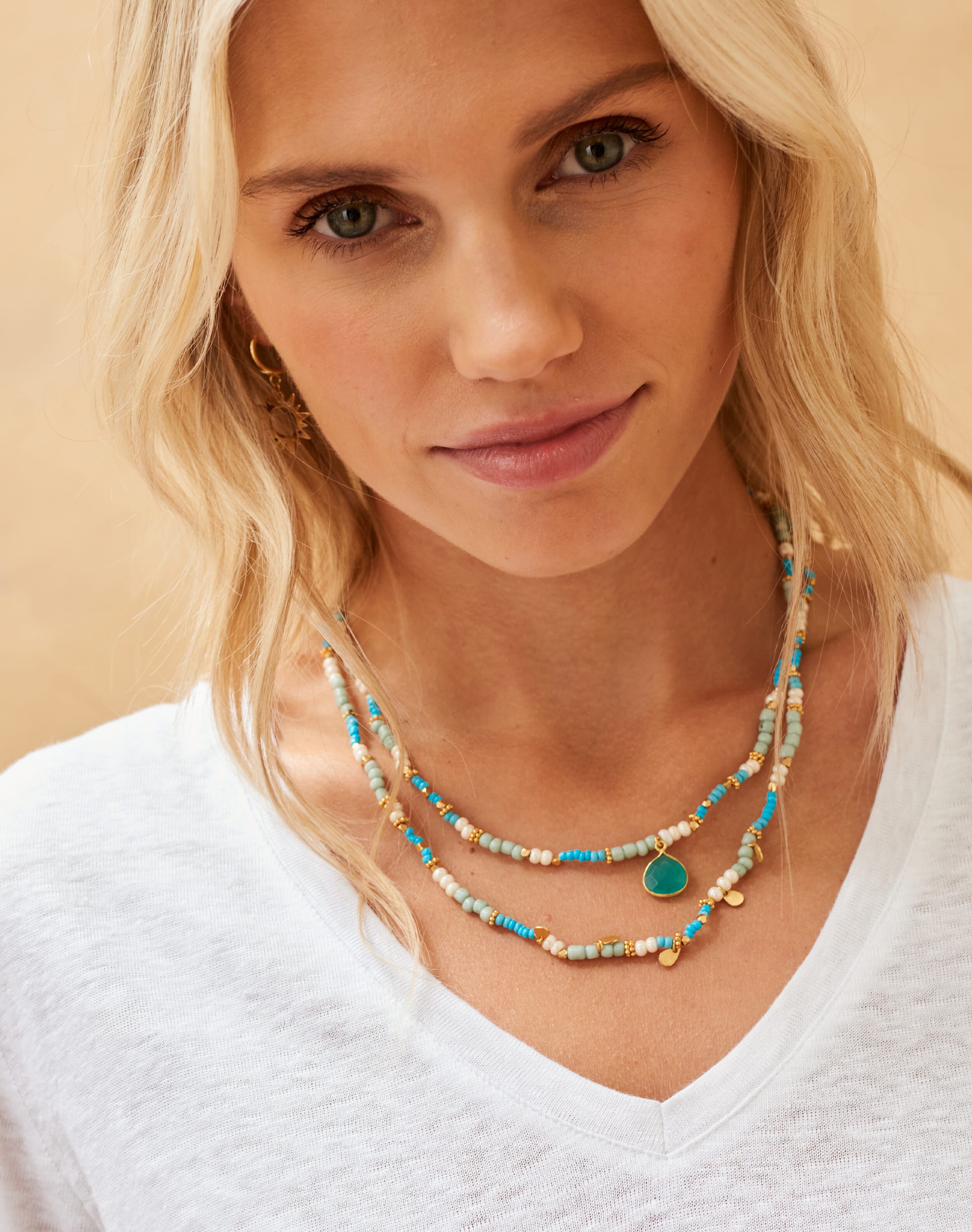 Turquoise Double Strand Necklace | Accessories | Brora Fashion