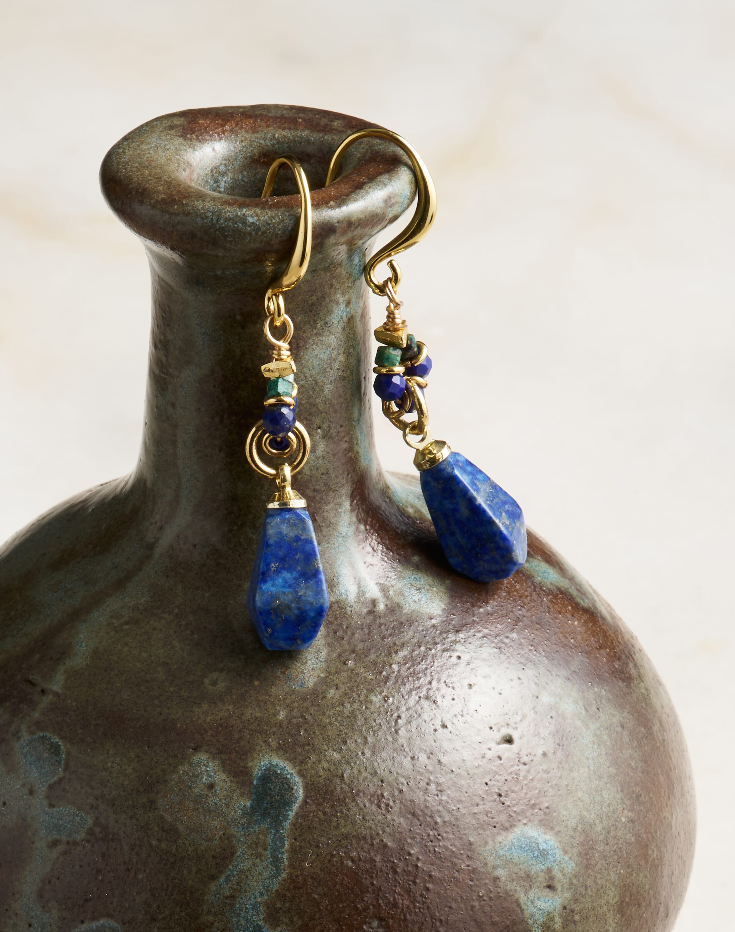 Brora Beads & Pendant Earrings Lapis