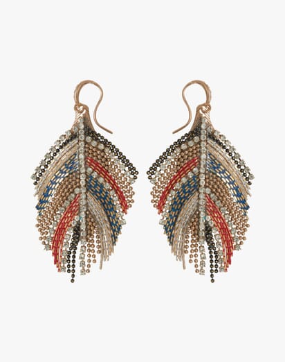 Feather Crystal Tassel Earrings in Ember | Jewellery | Brora