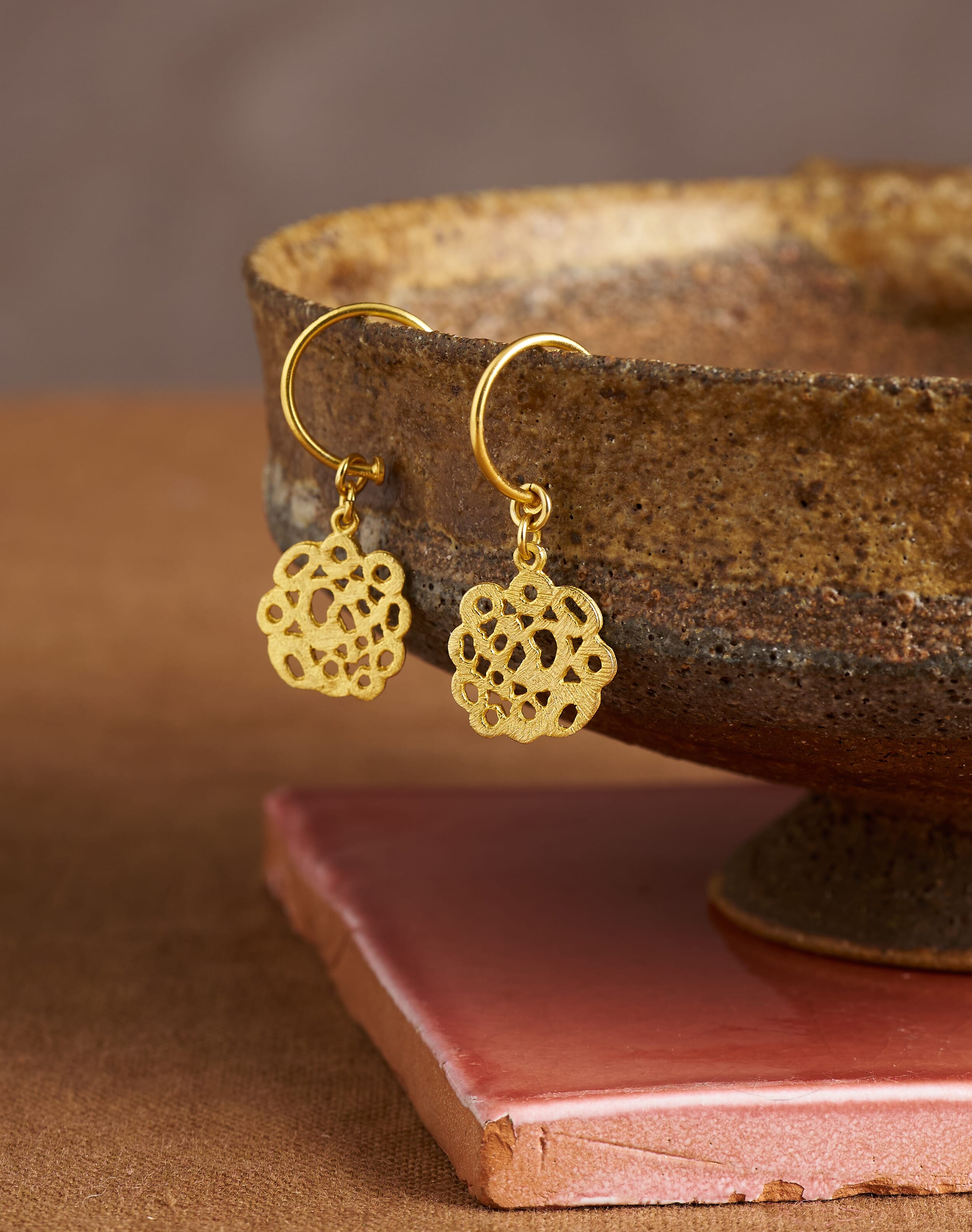 Filigree Drop Earrings Gold