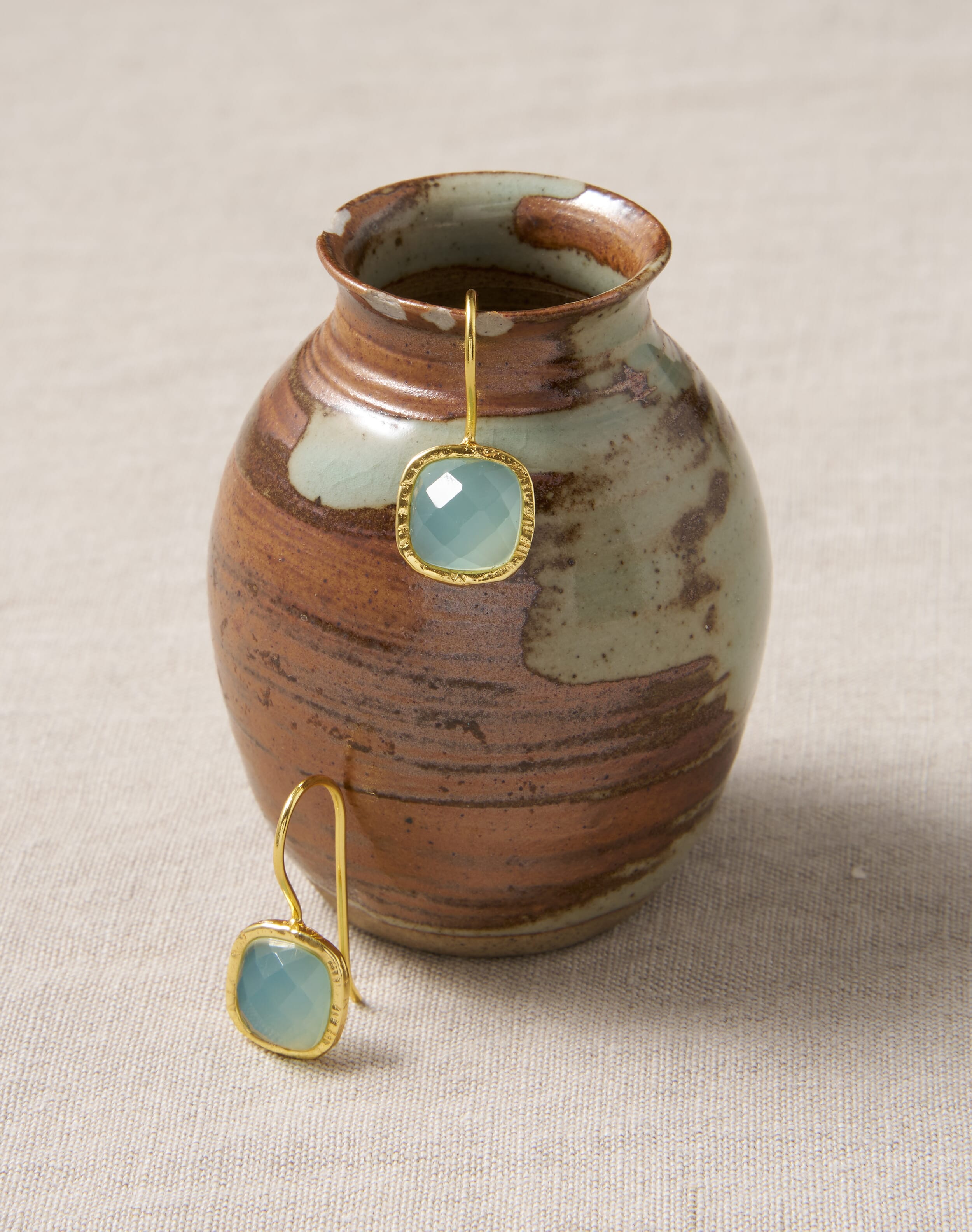 Brora Faceted Pendant Earrings Aqua