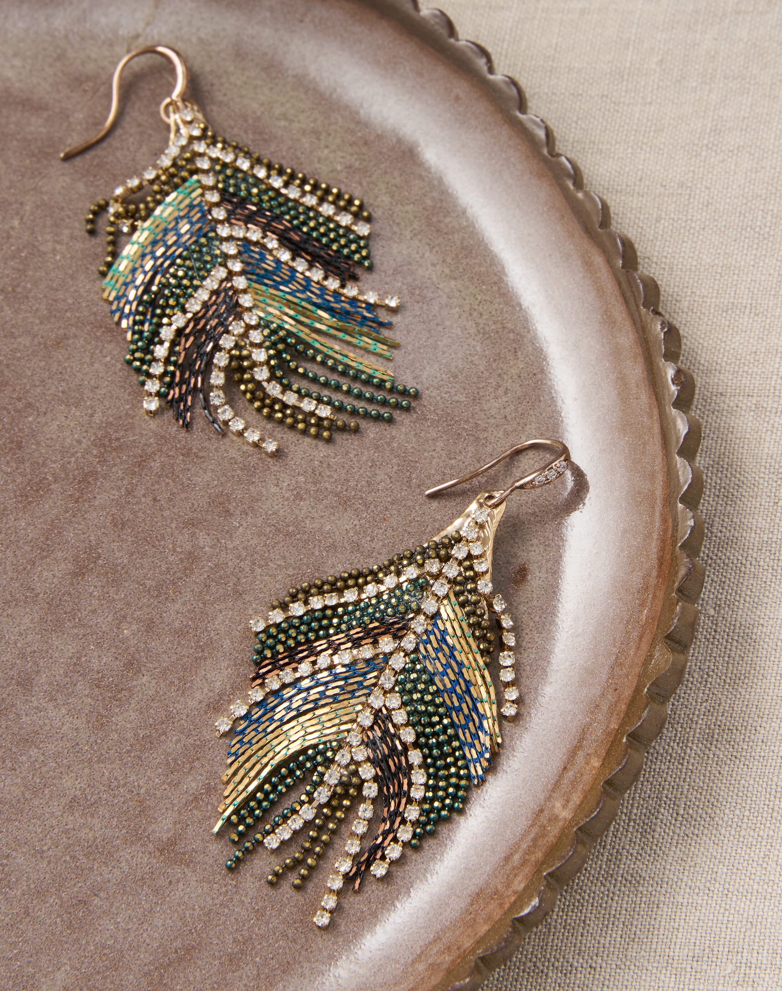 Brora Feather Tassel Earrings & ebony