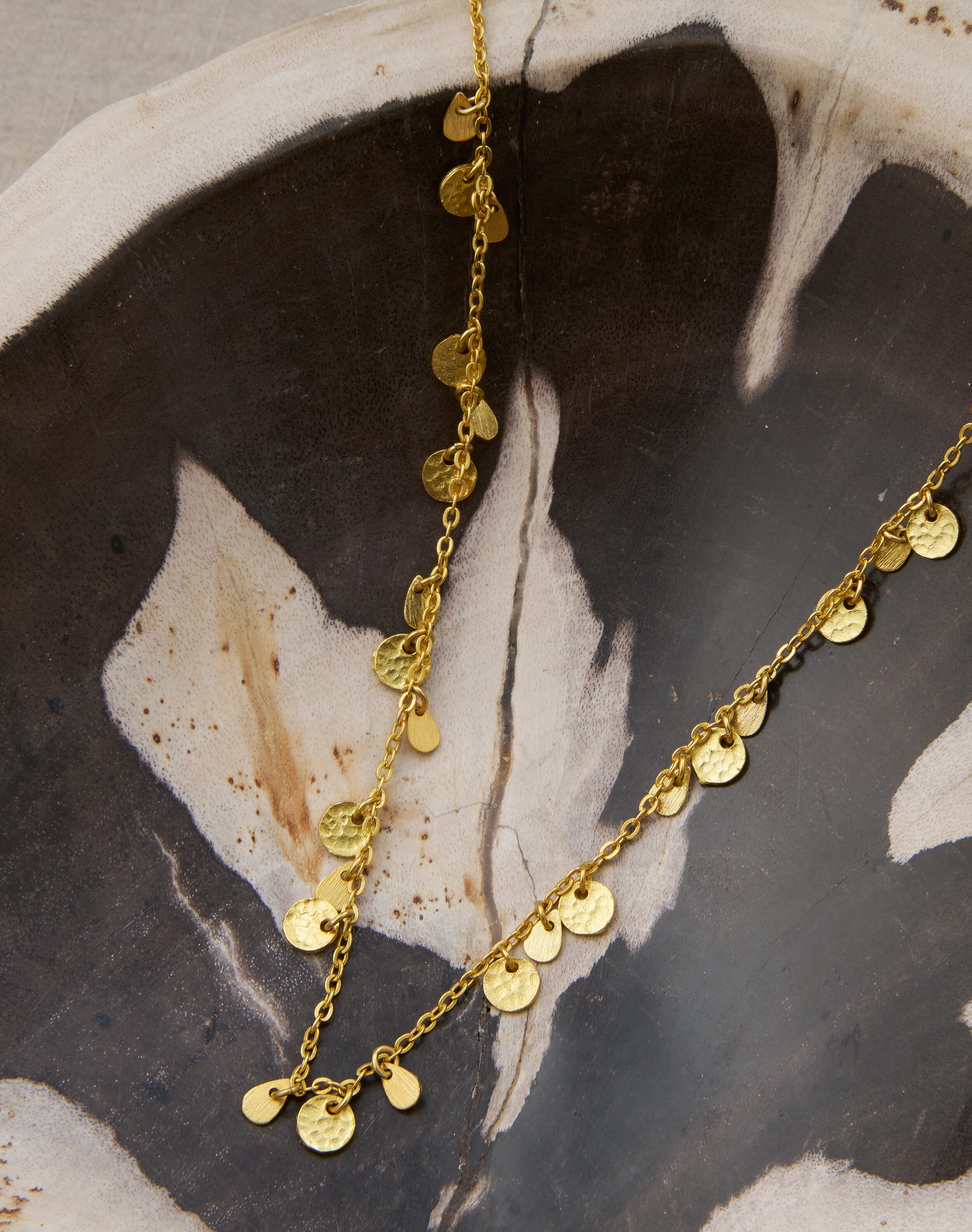Brora Gold Hammered Discs Necklace Gold