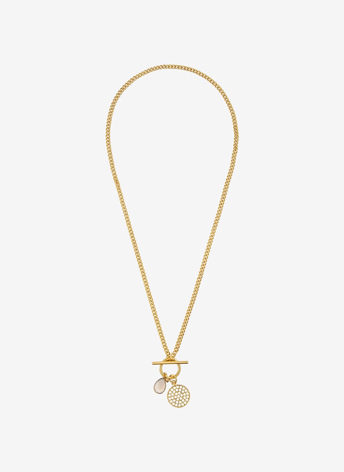 Gold Chain T-Bar & Pendant Necklace | Jewellery | Brora