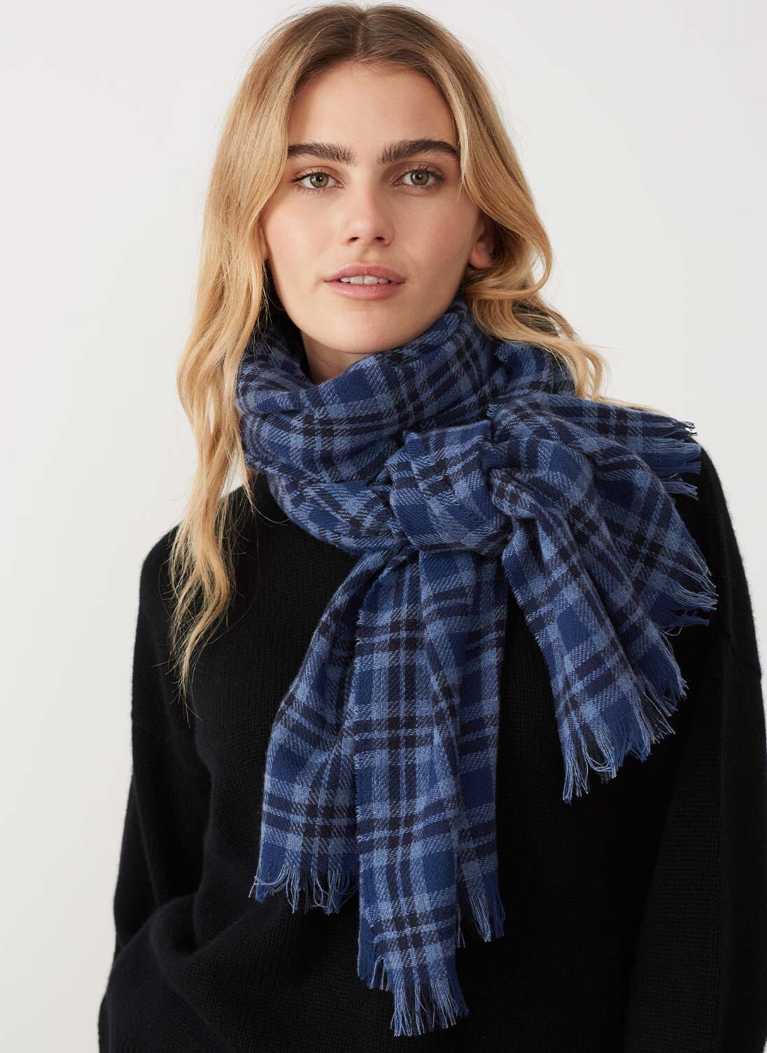 Cashmere Checked Chartouche Navy & Chambray