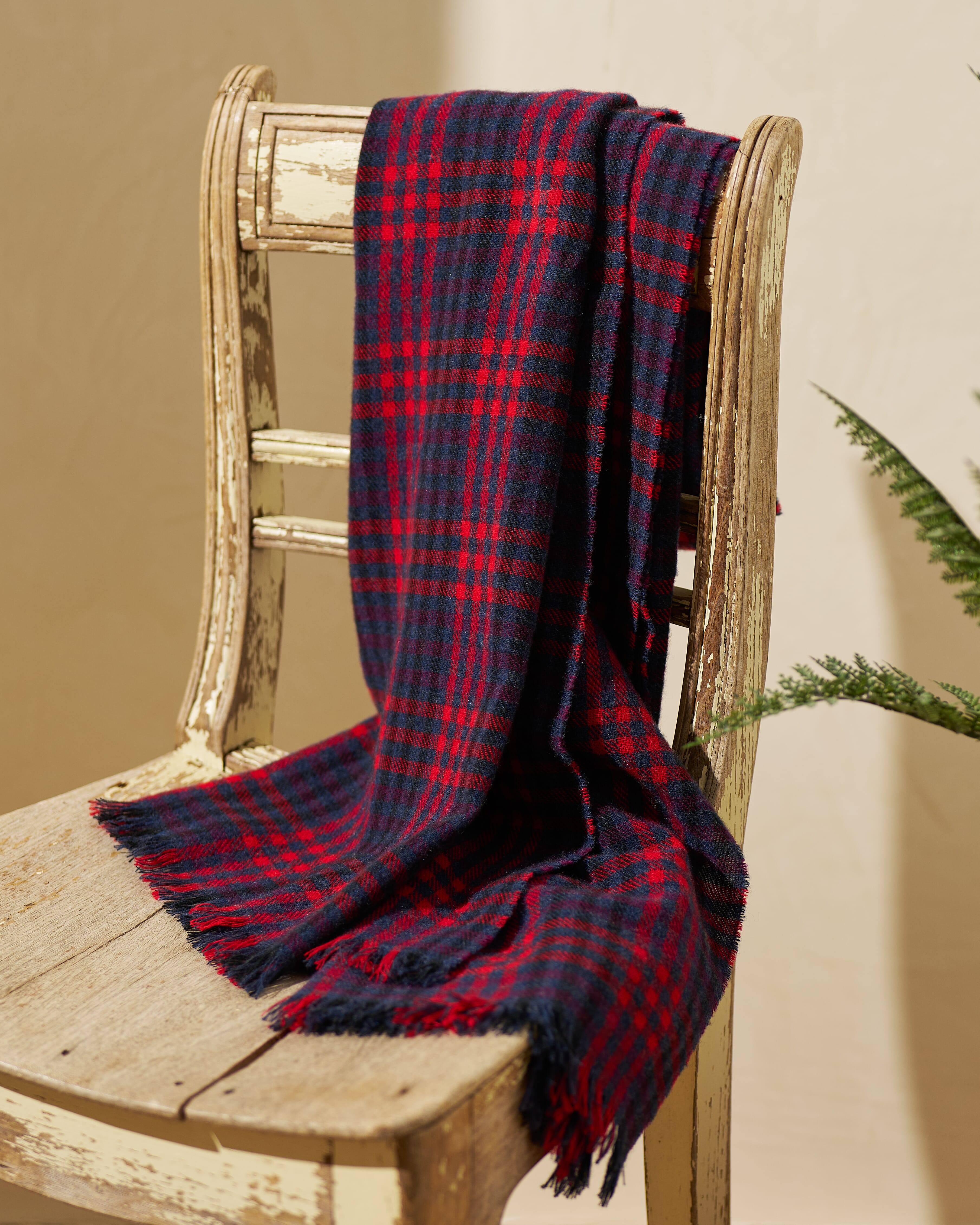 Brora Cashmere Checked Chartouche Periwinkle & swan