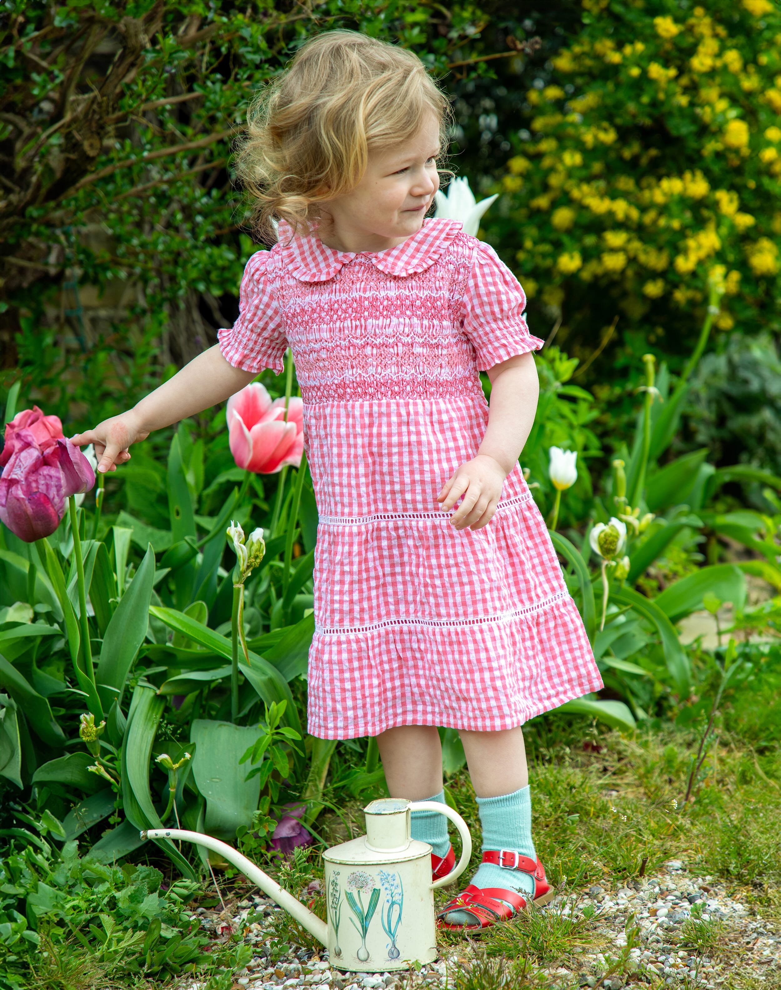 Cotton Gingham Dress Peony