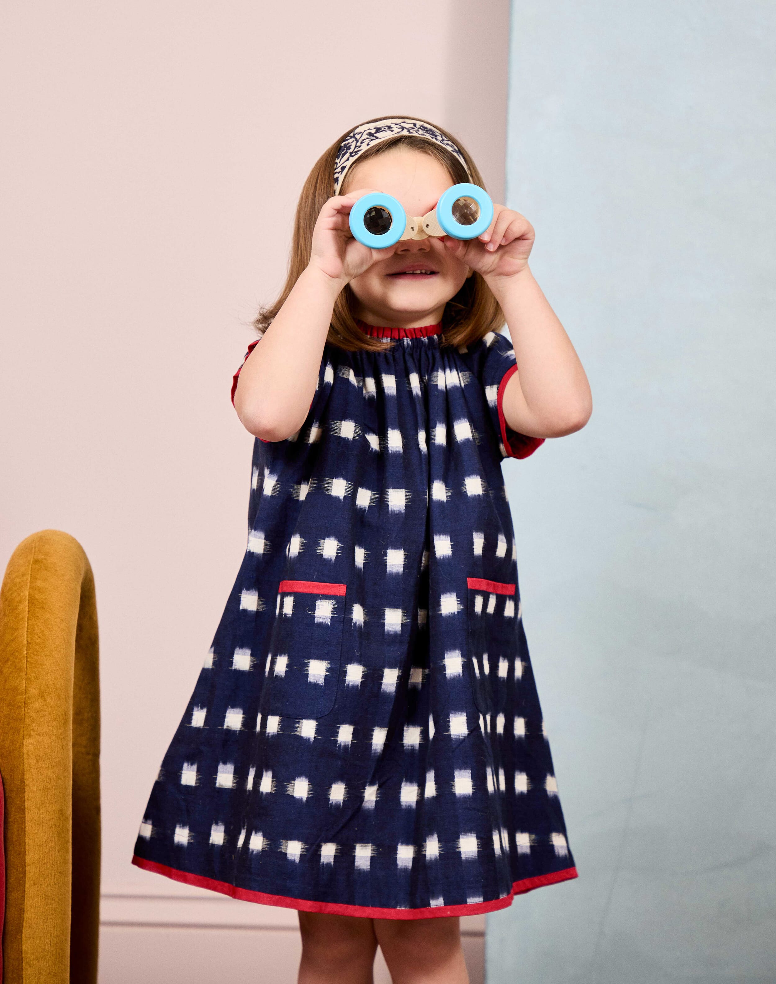 Brora Cotton Ikat Dress Navy