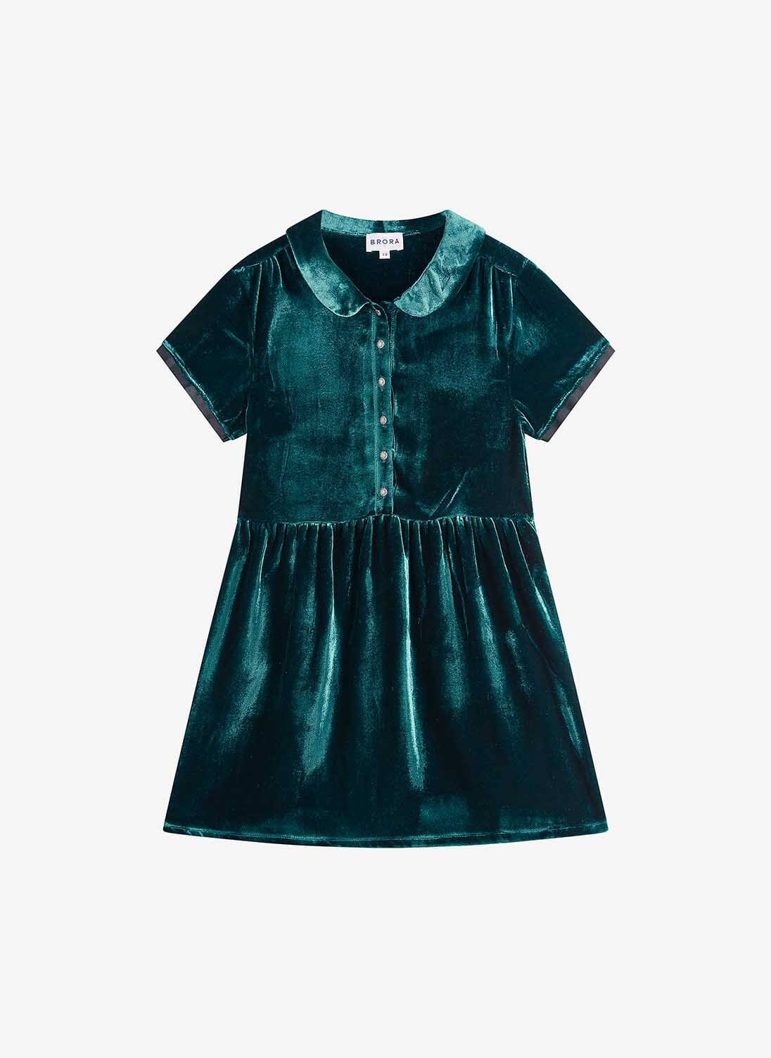 Teal Silk Velvet Shirt Dress Brora