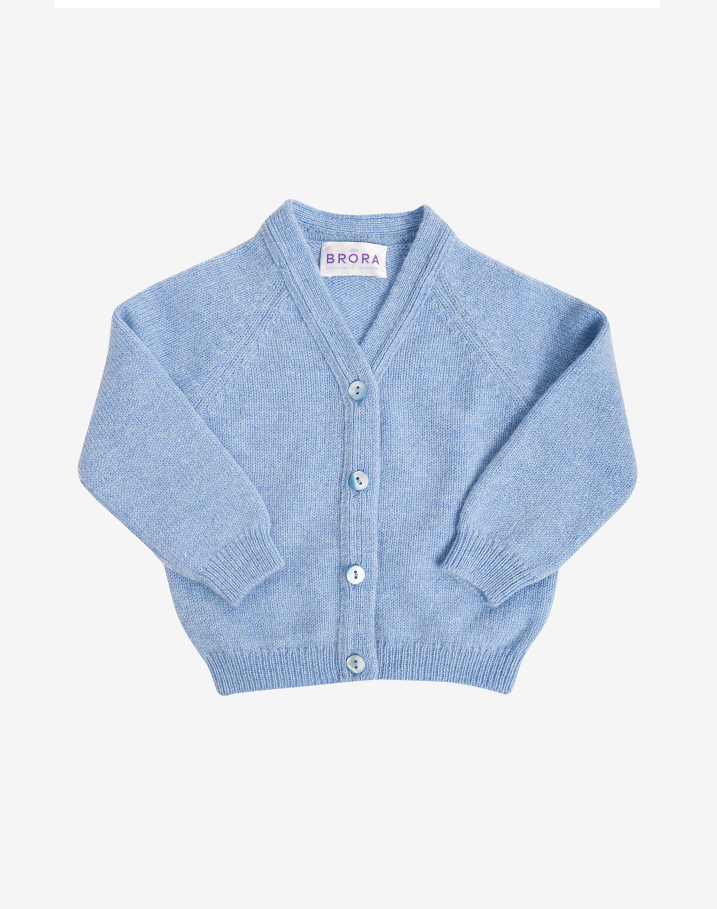 Pale Blue Cashmere Cardigan Baby Knitwear Brora