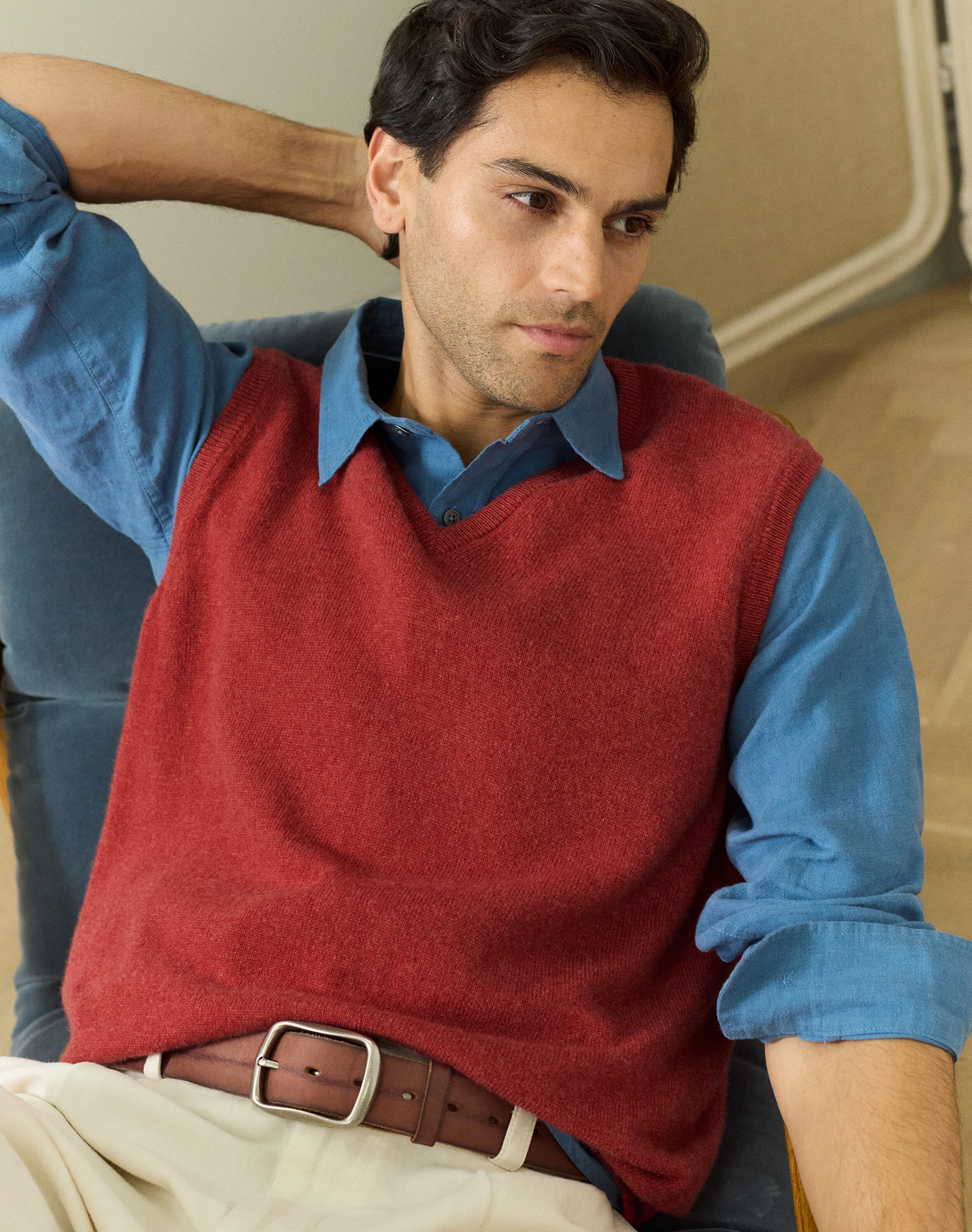 Brora Cashmere Sleeveless V Neck Jumper Clay