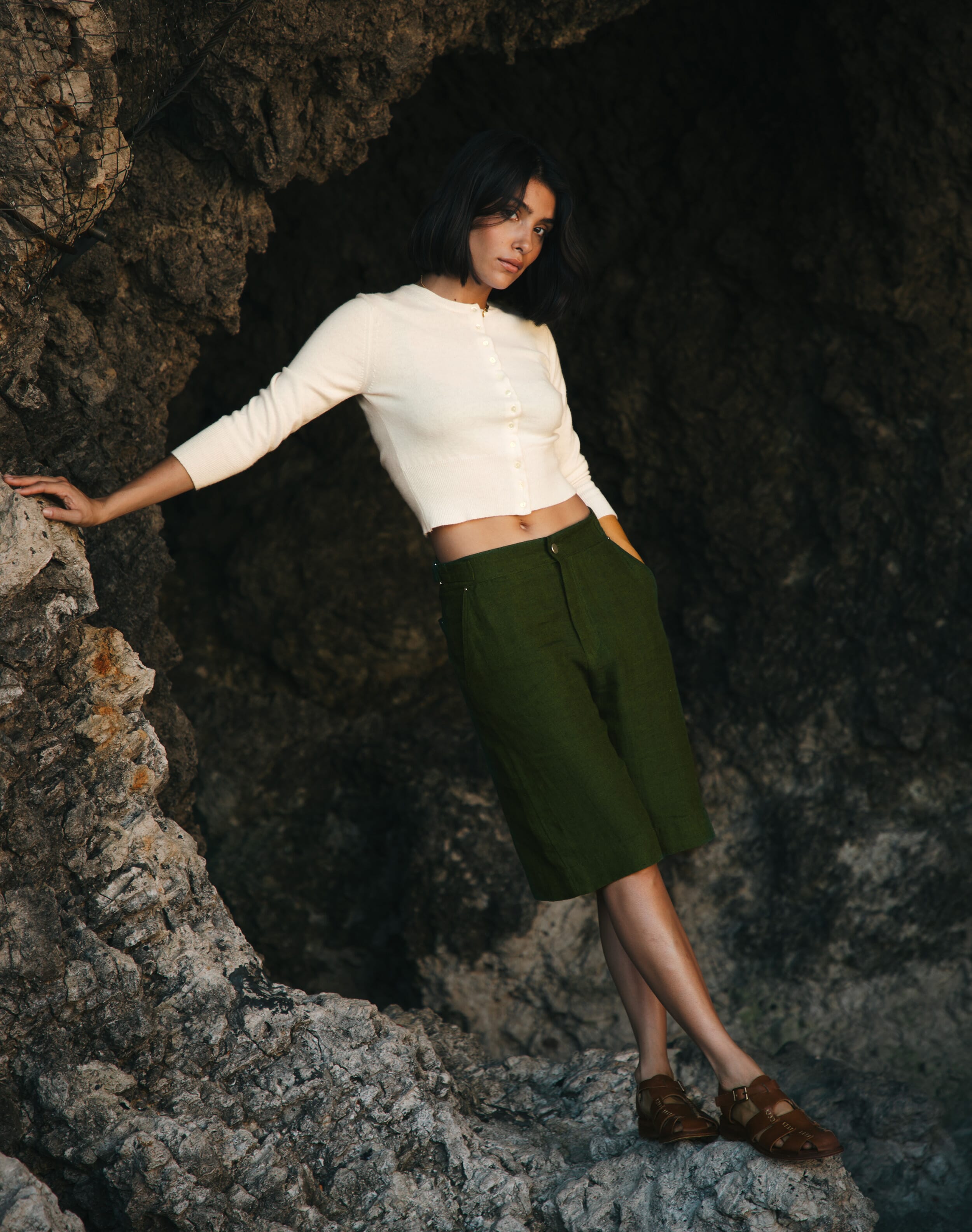 ニット/セーター louren basket short knit Zaya Knit Shorts Blue - Aseye Studio