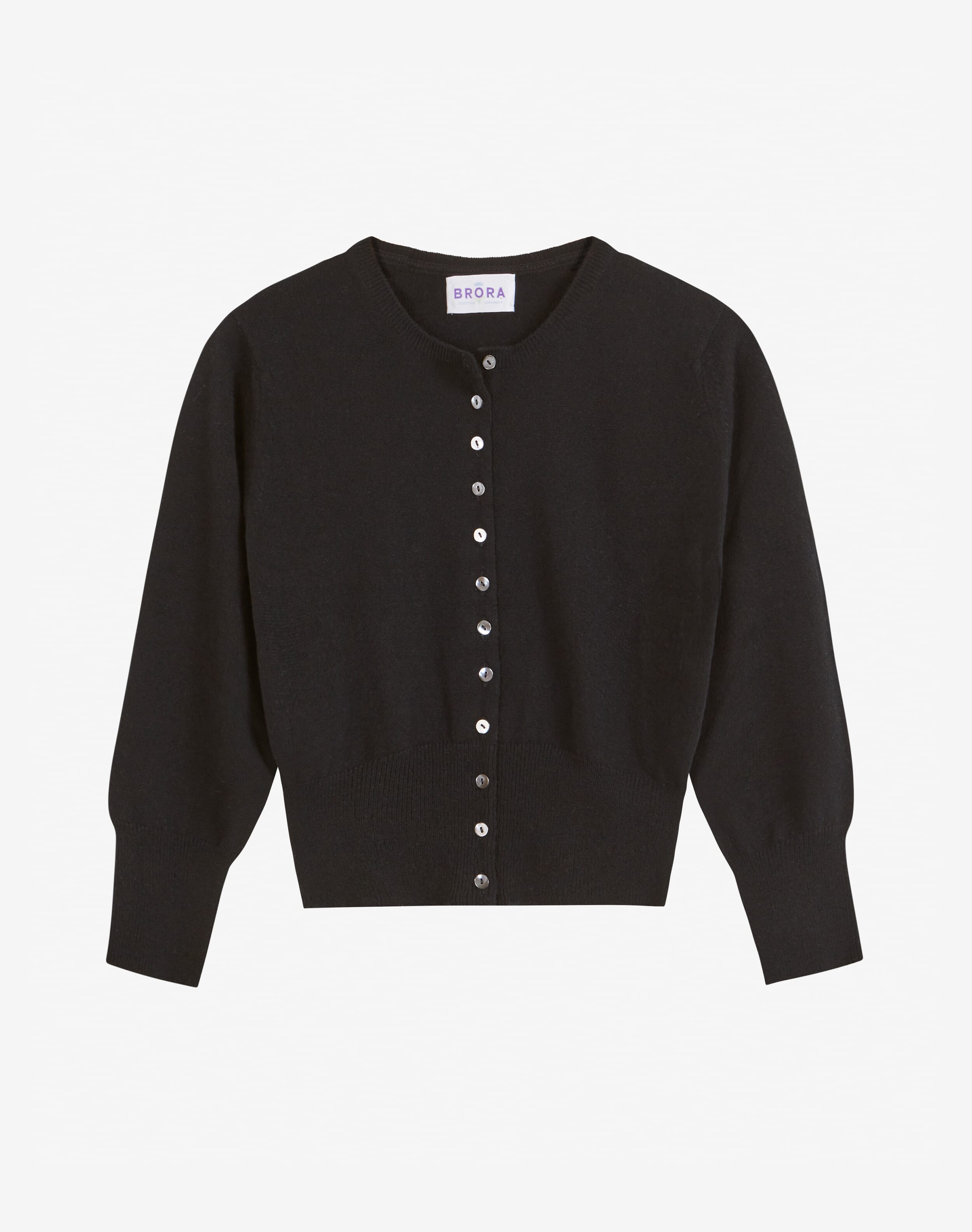 Cashmere Cropped Cardigan in Black | Women's Knitwear | Brora