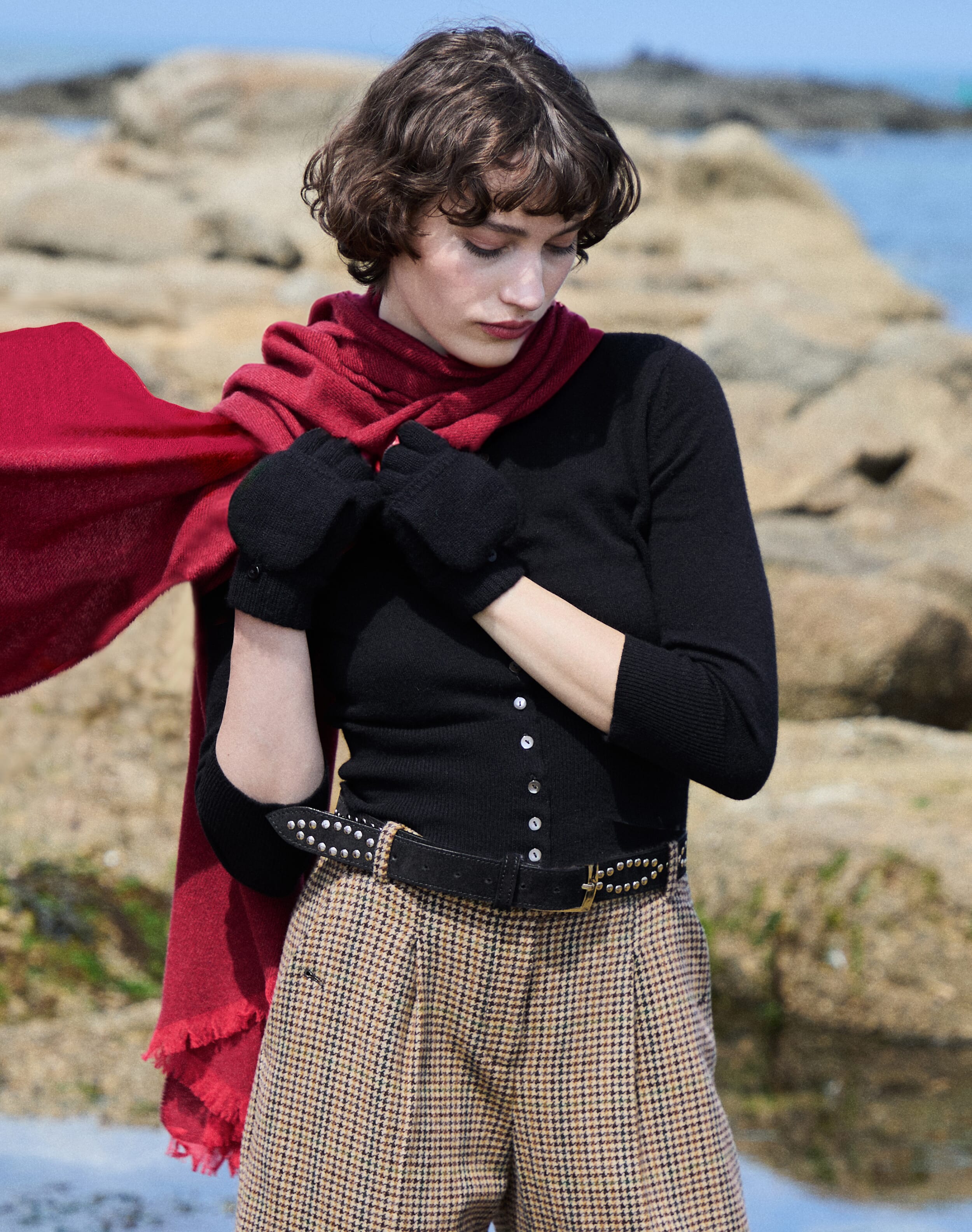 Cashmere Cropped Cardigan in Black | Brora Offers