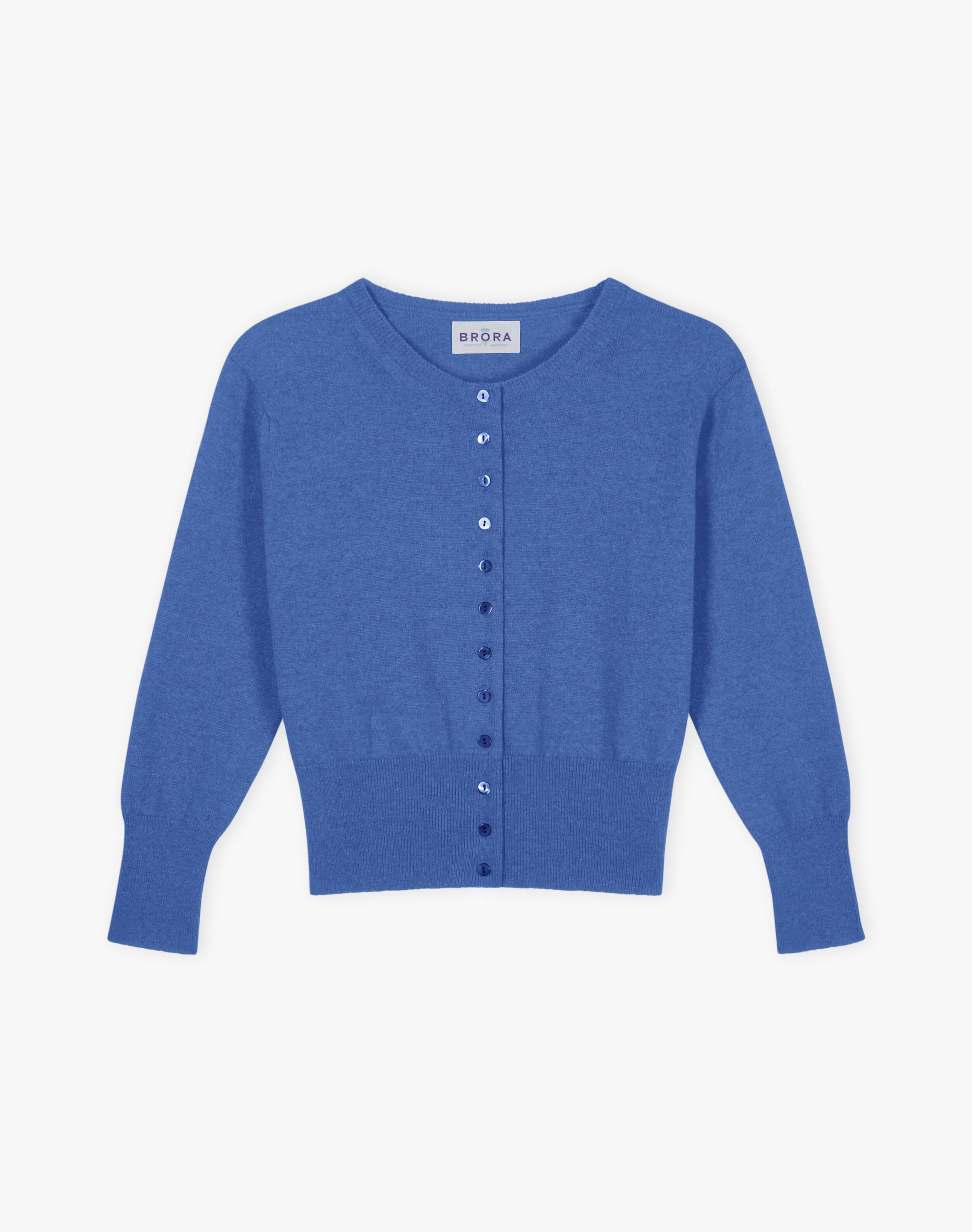 Scottish Cashmere Cropped Cardigan in Cornflower | Brora Sale