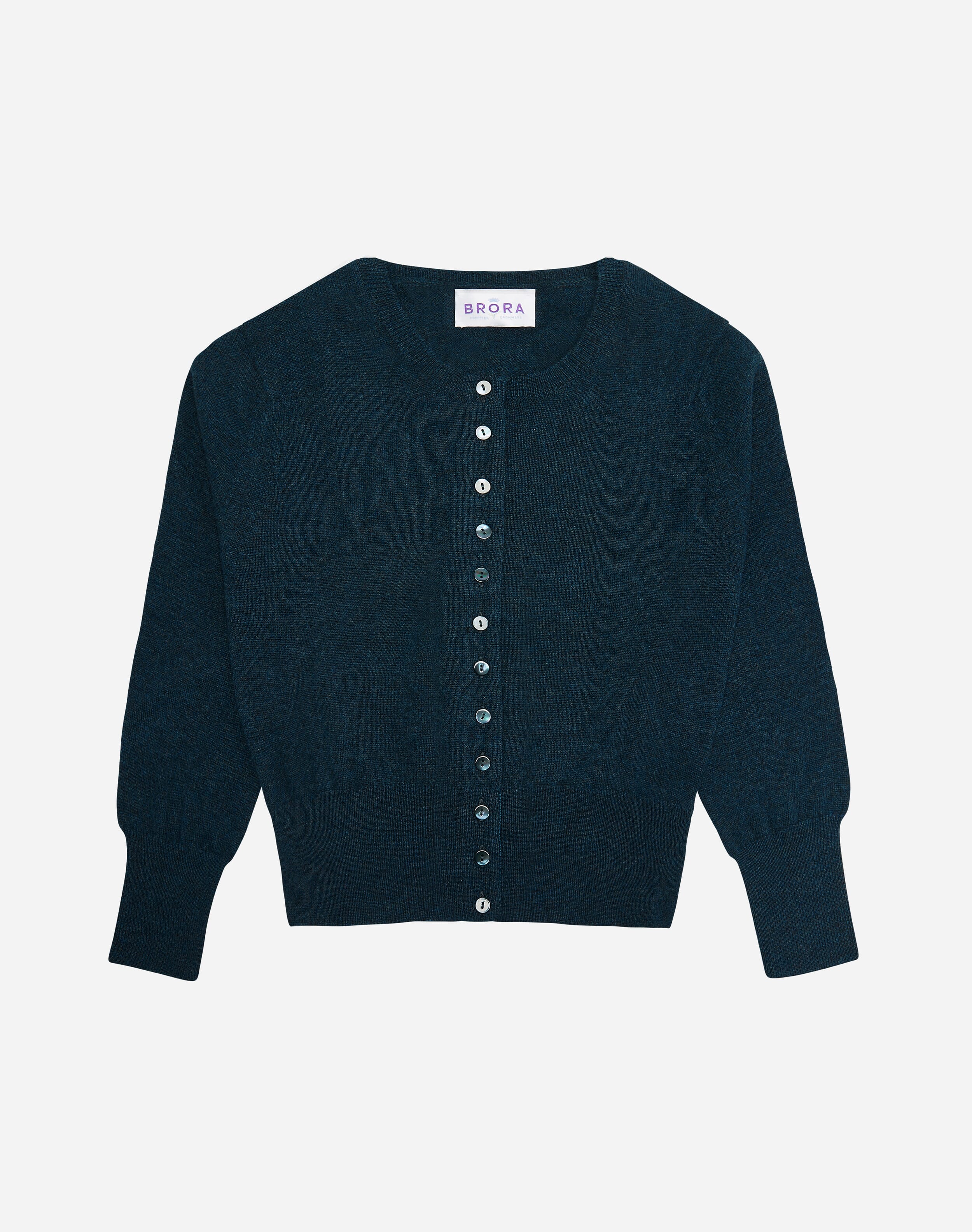 Scottish Cashmere Cropped Cardigan in Raven | Brora