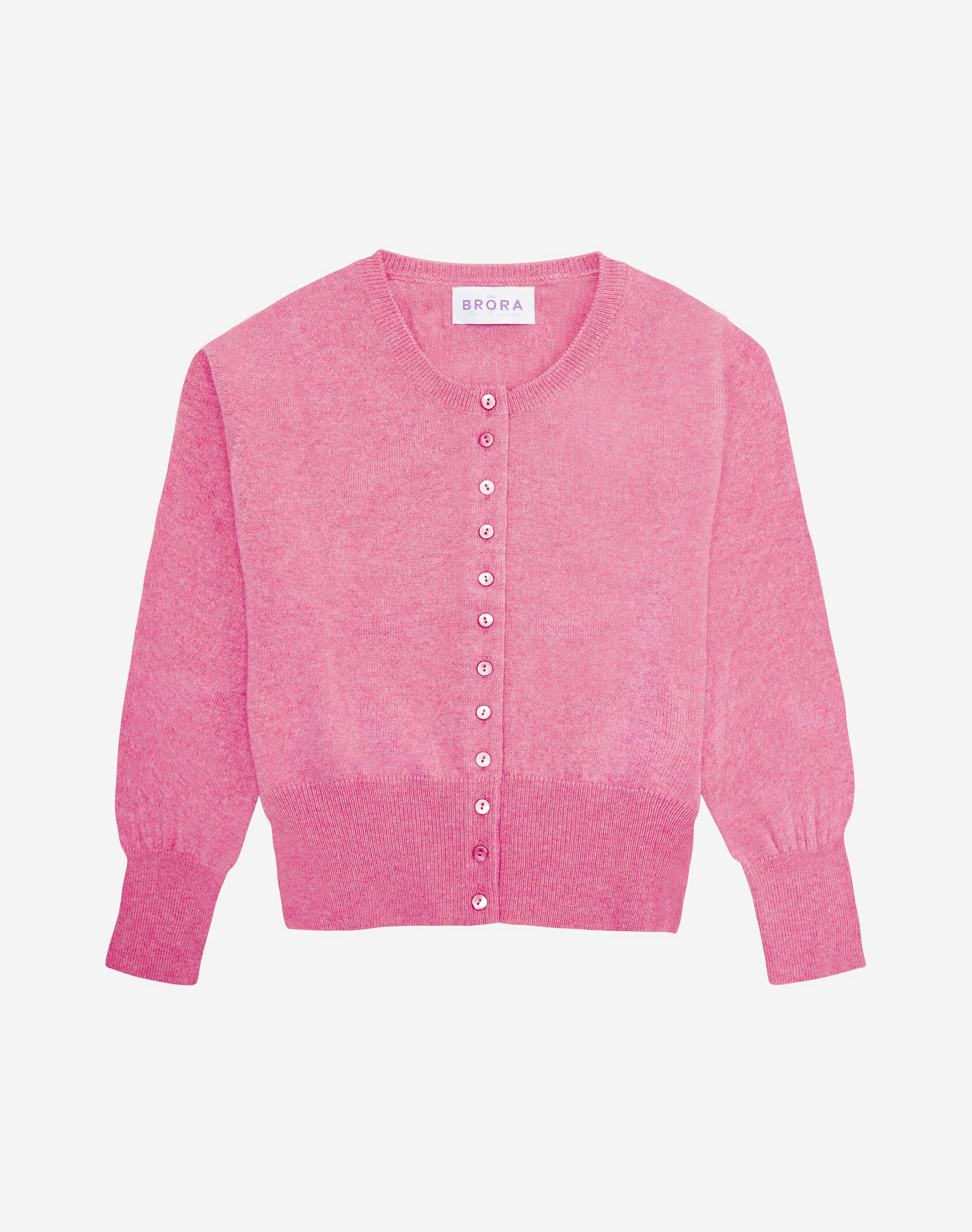 Scottish Cashmere Cropped Cardigan in Rose | Knitwear | Brora