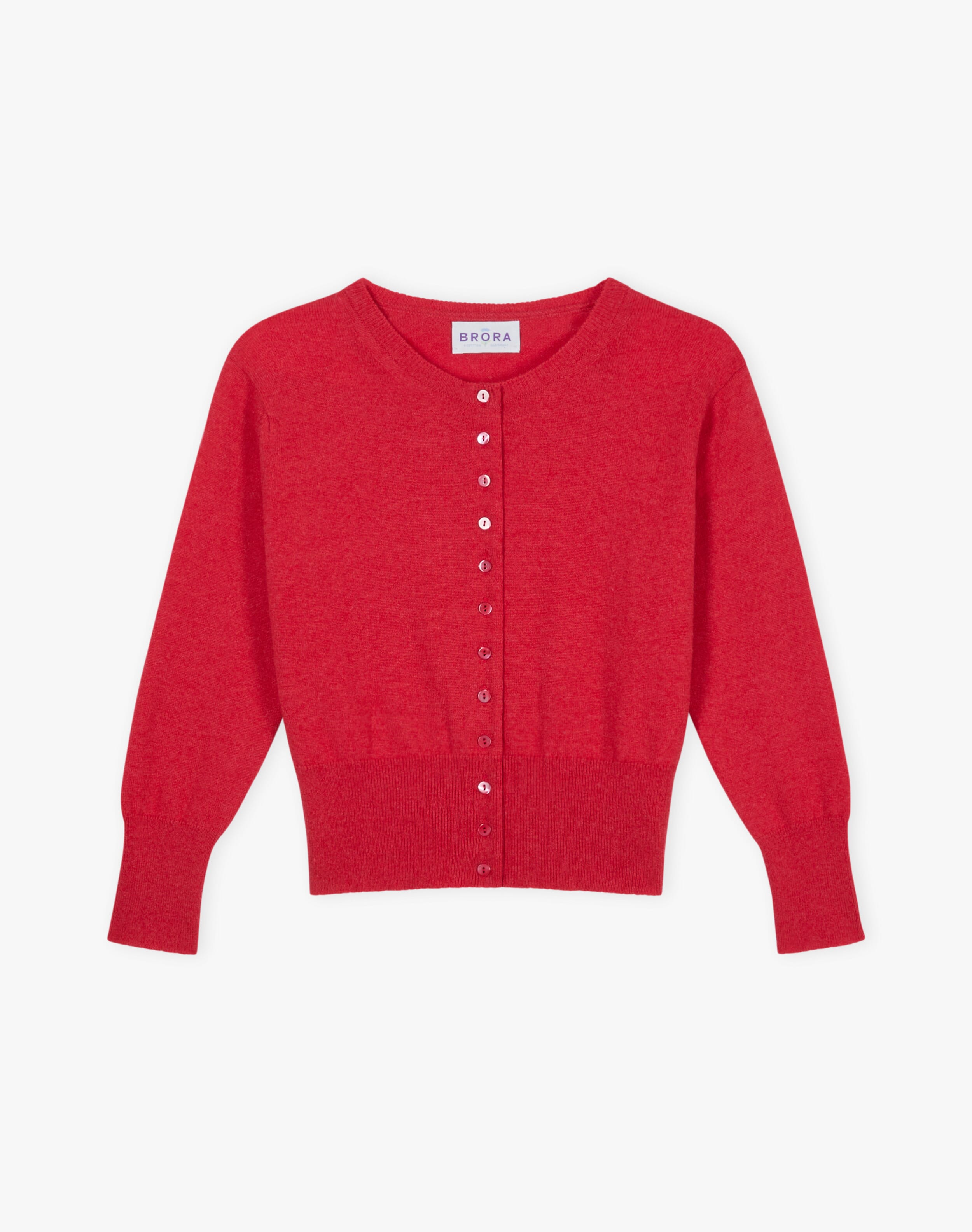 Scottish Cashmere Cropped Cardigan in Tomato | Brora Sale