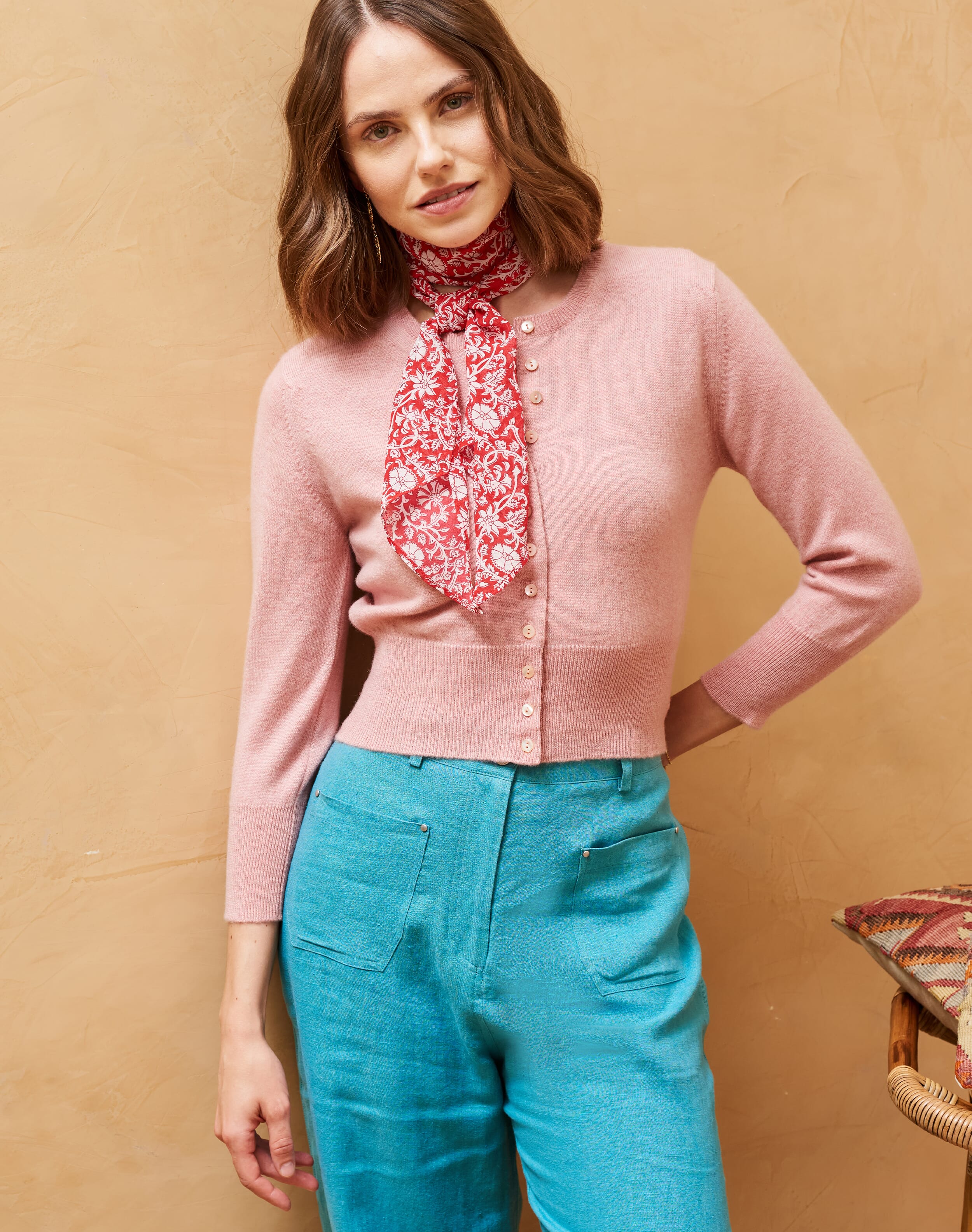 Cashmere Cropped Cardigan Shell