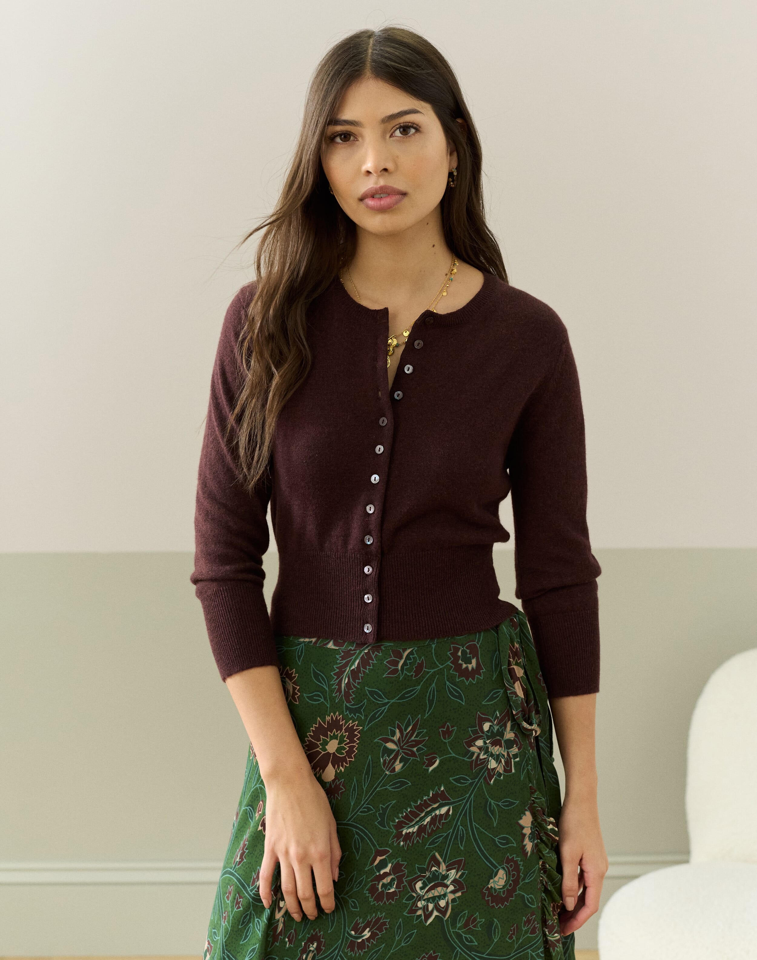 Cashmere Cropped Cardigan in Malt | Women's Knitwear| Brora Cashmere Cropped Cardigan in Malt | Women's Knitwear| Brora