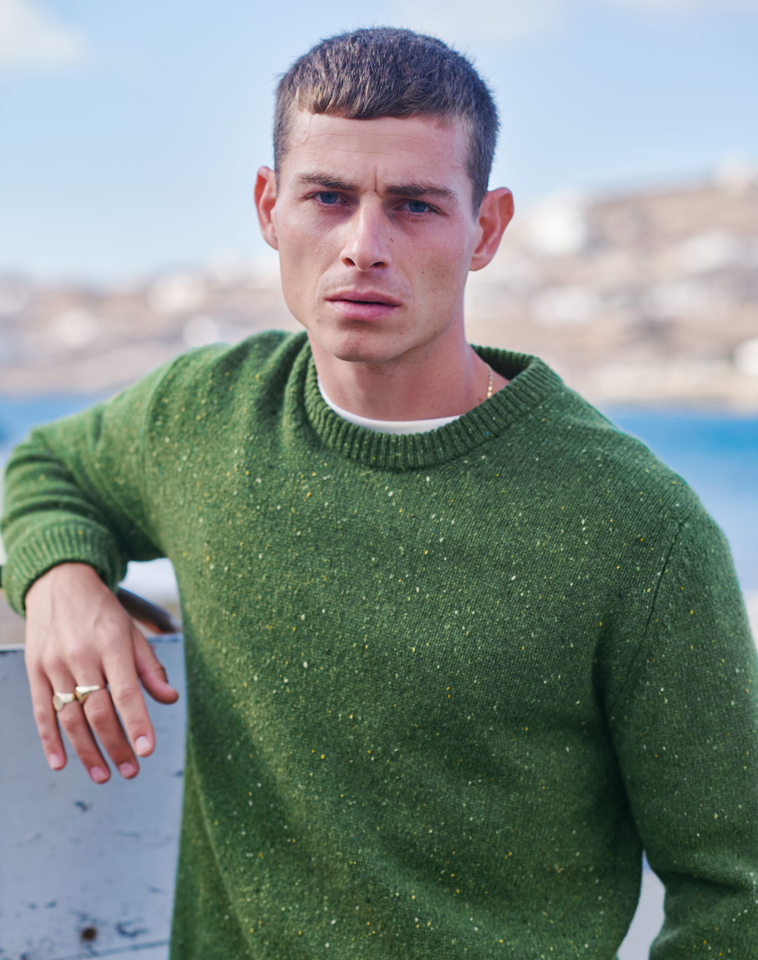 Brora Cashmere Donegal Jumper Tarragon  - Size: M