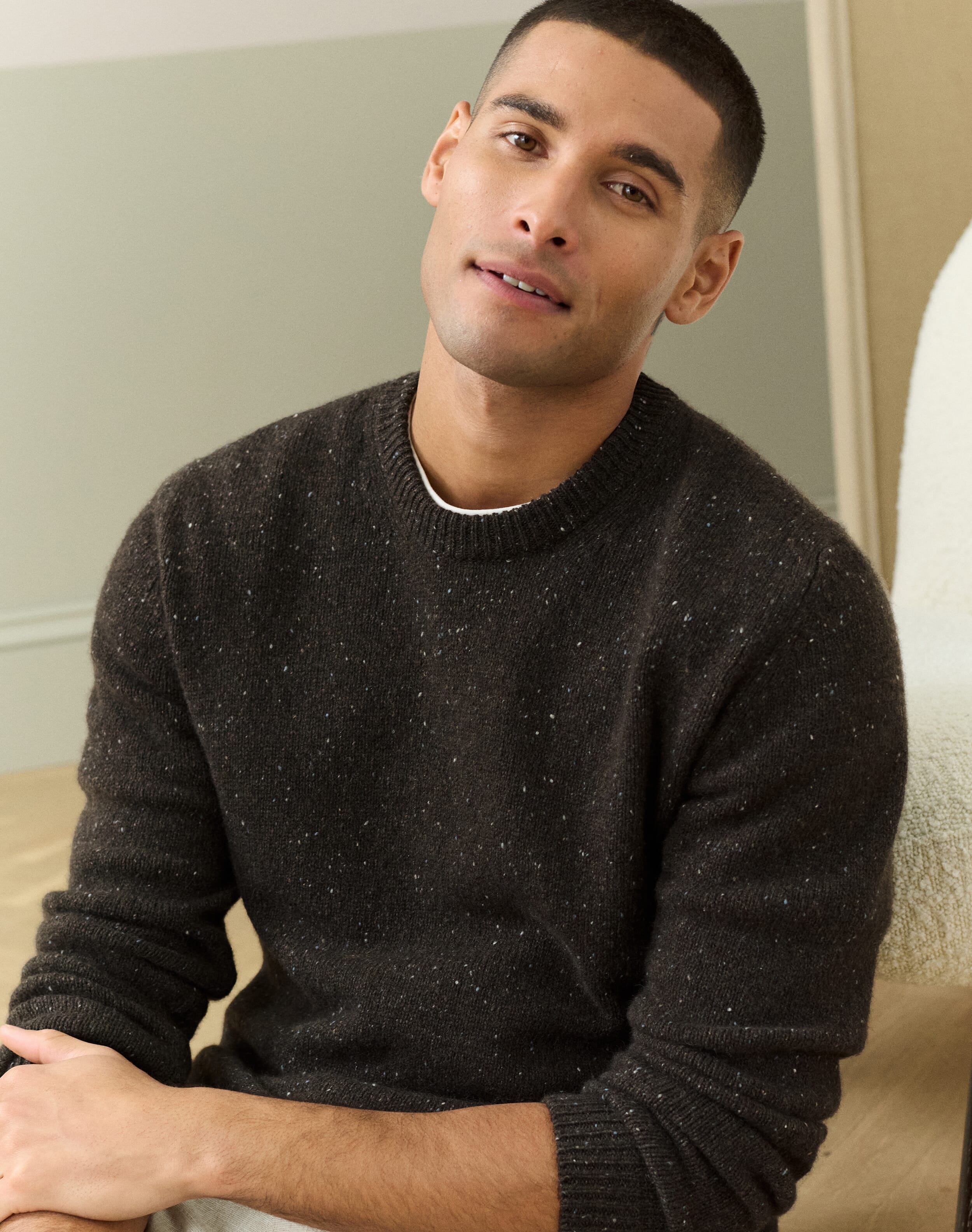 Brora Cashmere Donegal Jumper Ebony for Men