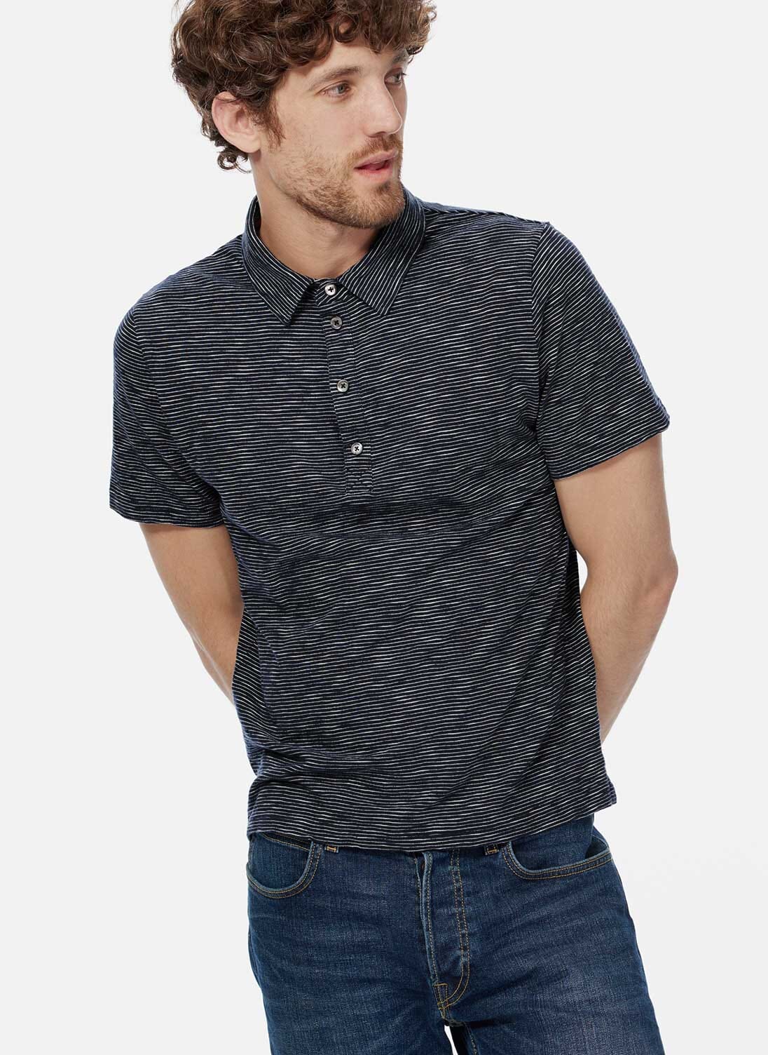 Stripe Jersey Polo Shirt | Brora.co.uk