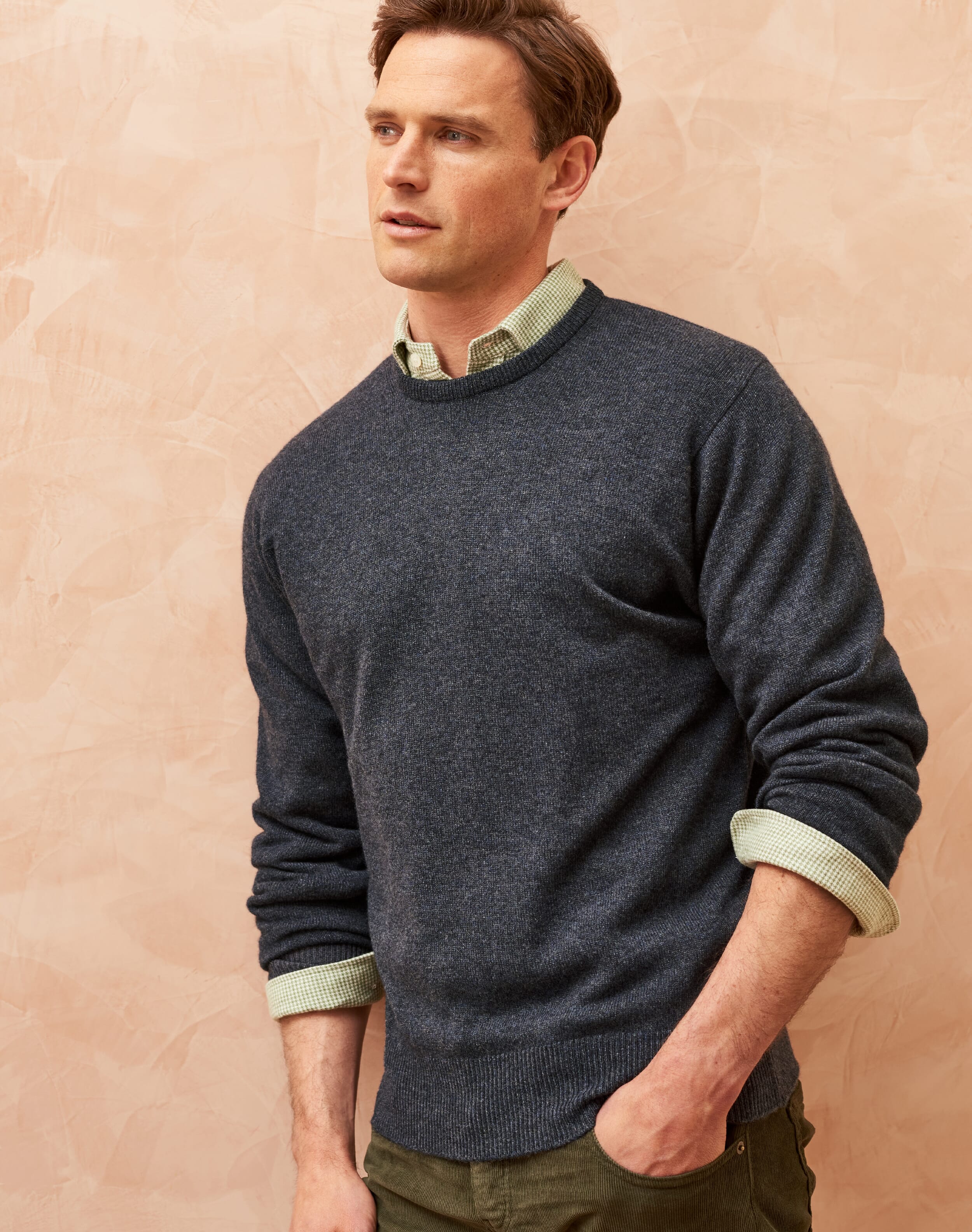 Grey Cashmere Jumper | Men's Jumpers | Brora Fashion