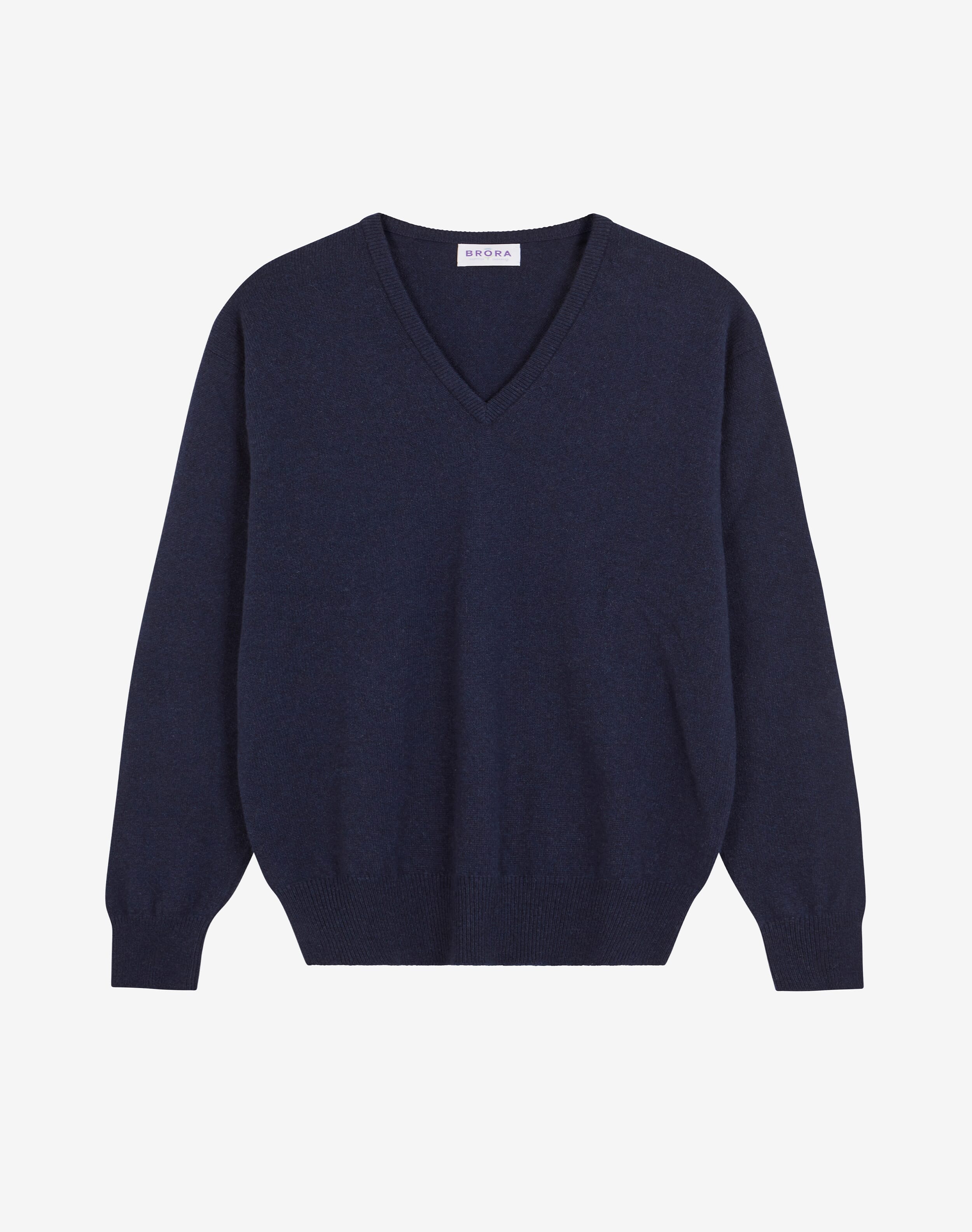 Men s French Navy Cashmere Classic V Neck Jumper Brora