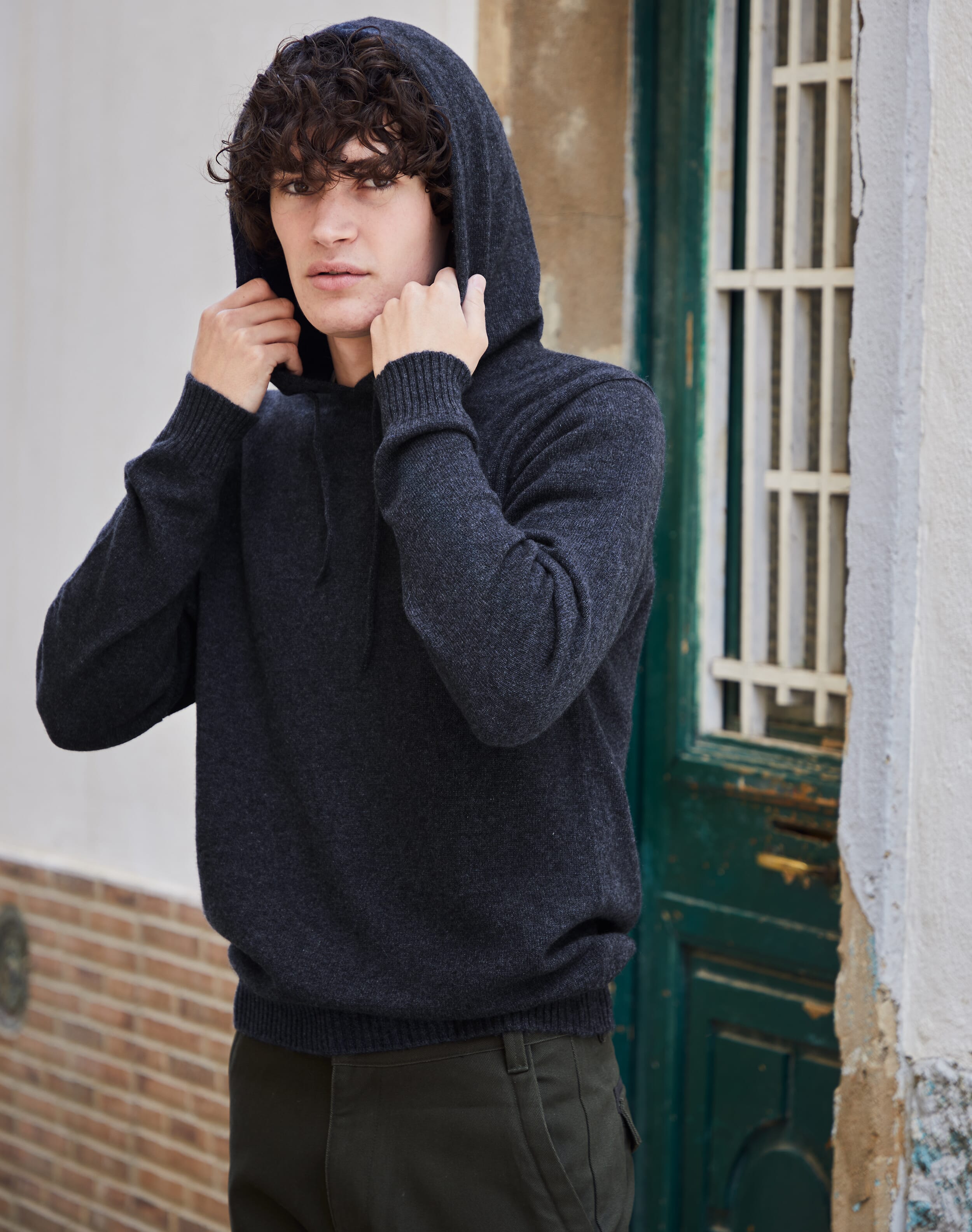 Brora Cashmere Hooded Jumper Steel