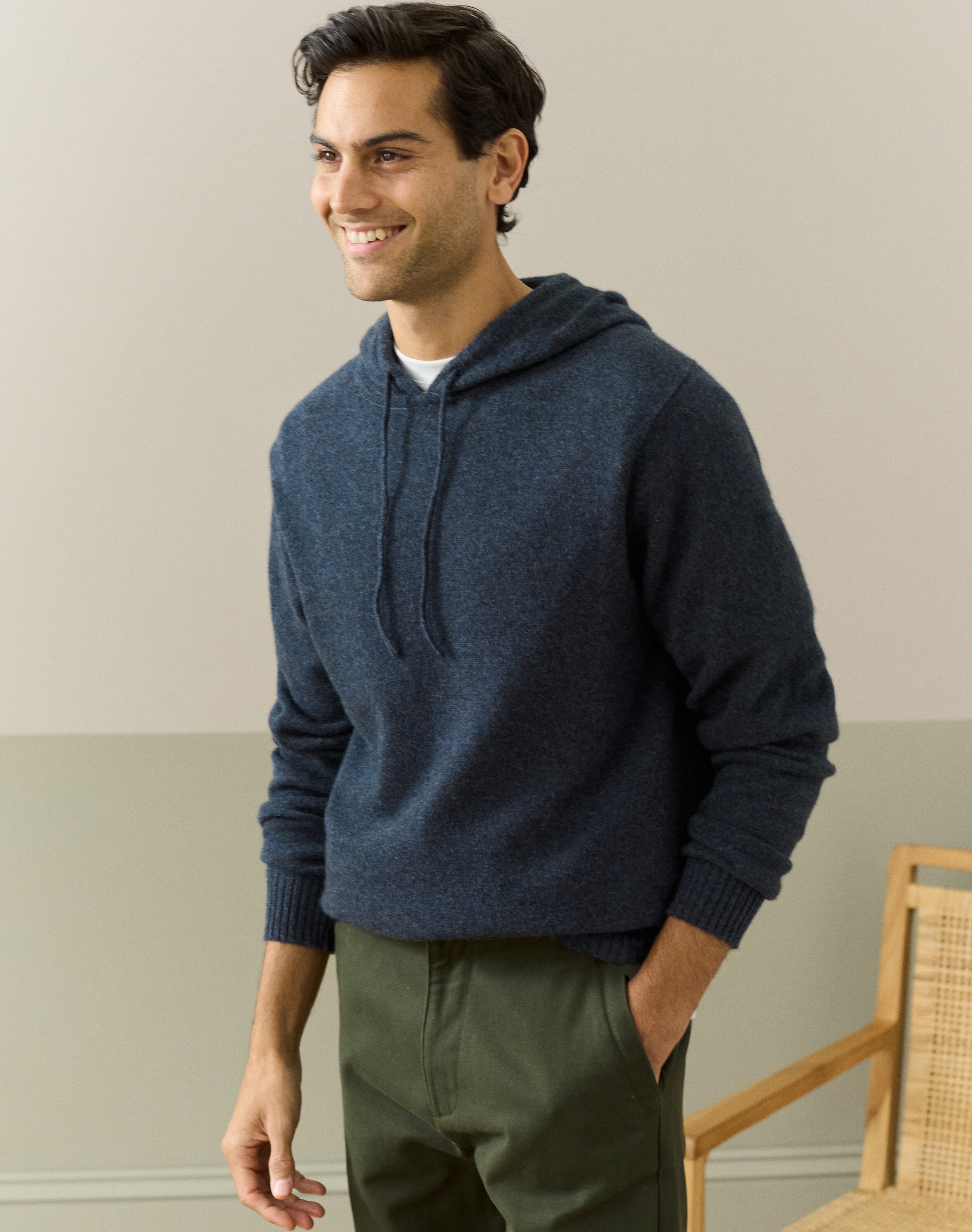 Brora Cashmere Hooded Jumper Steel for Men  - Size: S