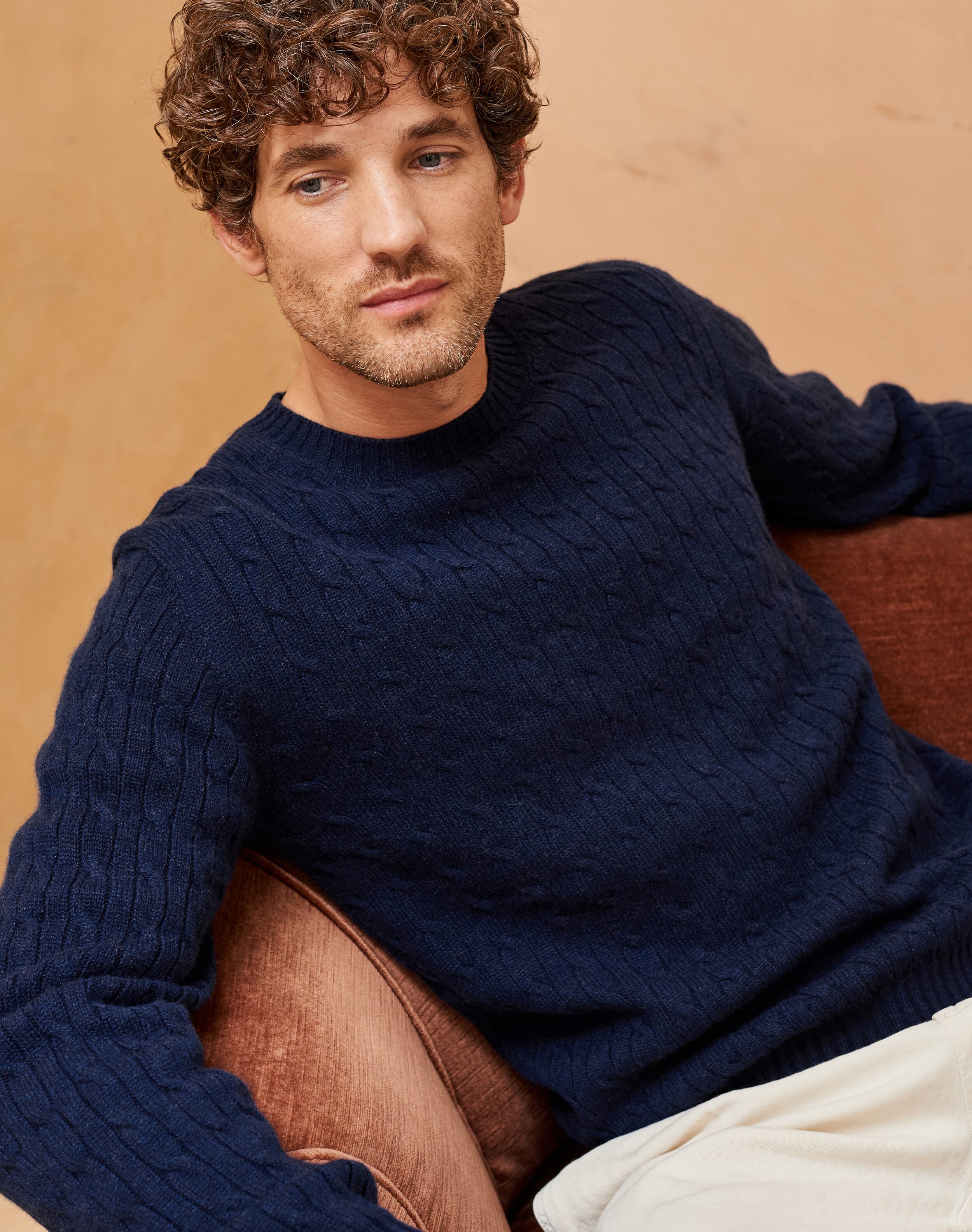 Cashmere Cable Knit Jumper French Navy