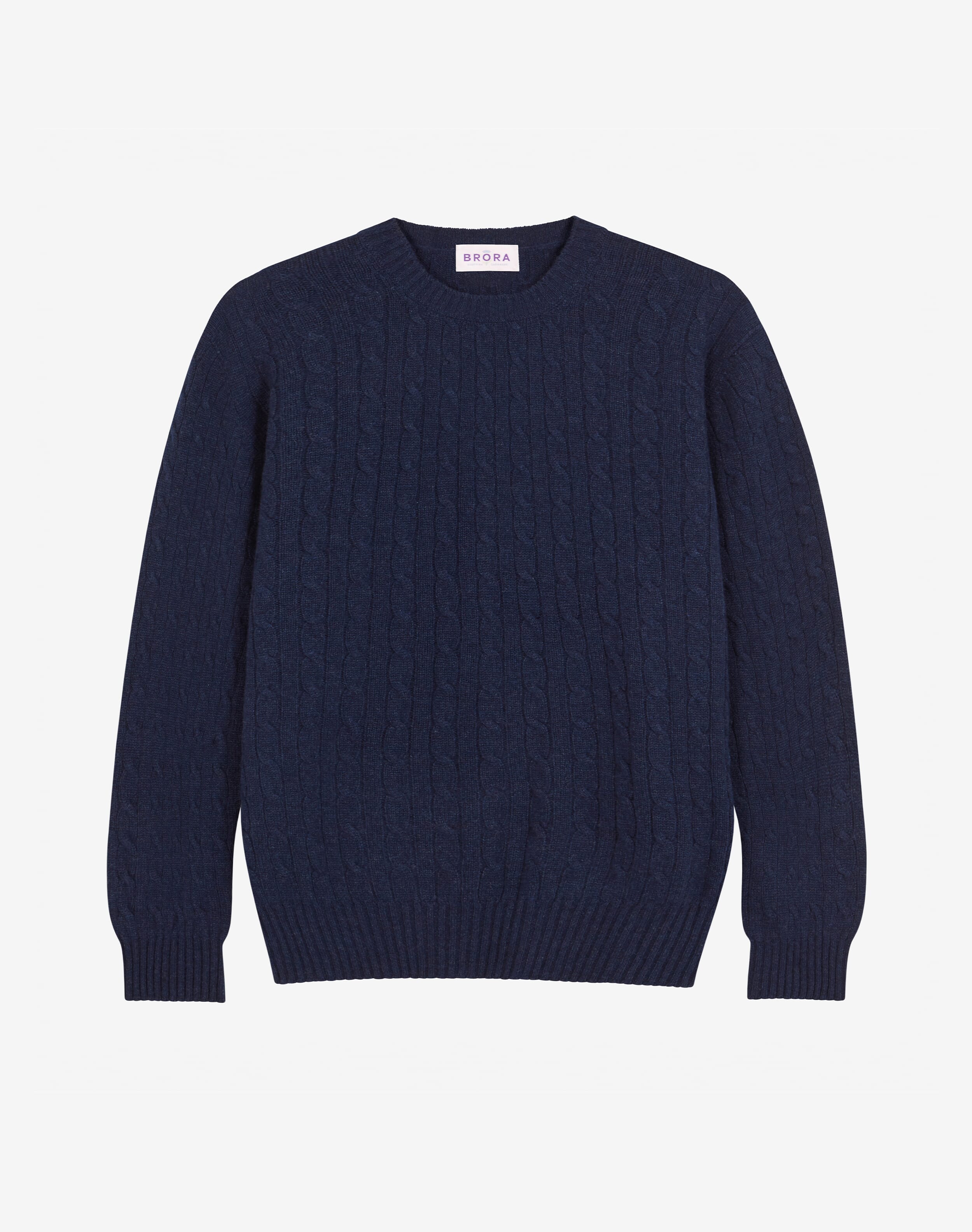 French Navy Cashmere Cable Knit Jumper | Men's Jumpers | Brora