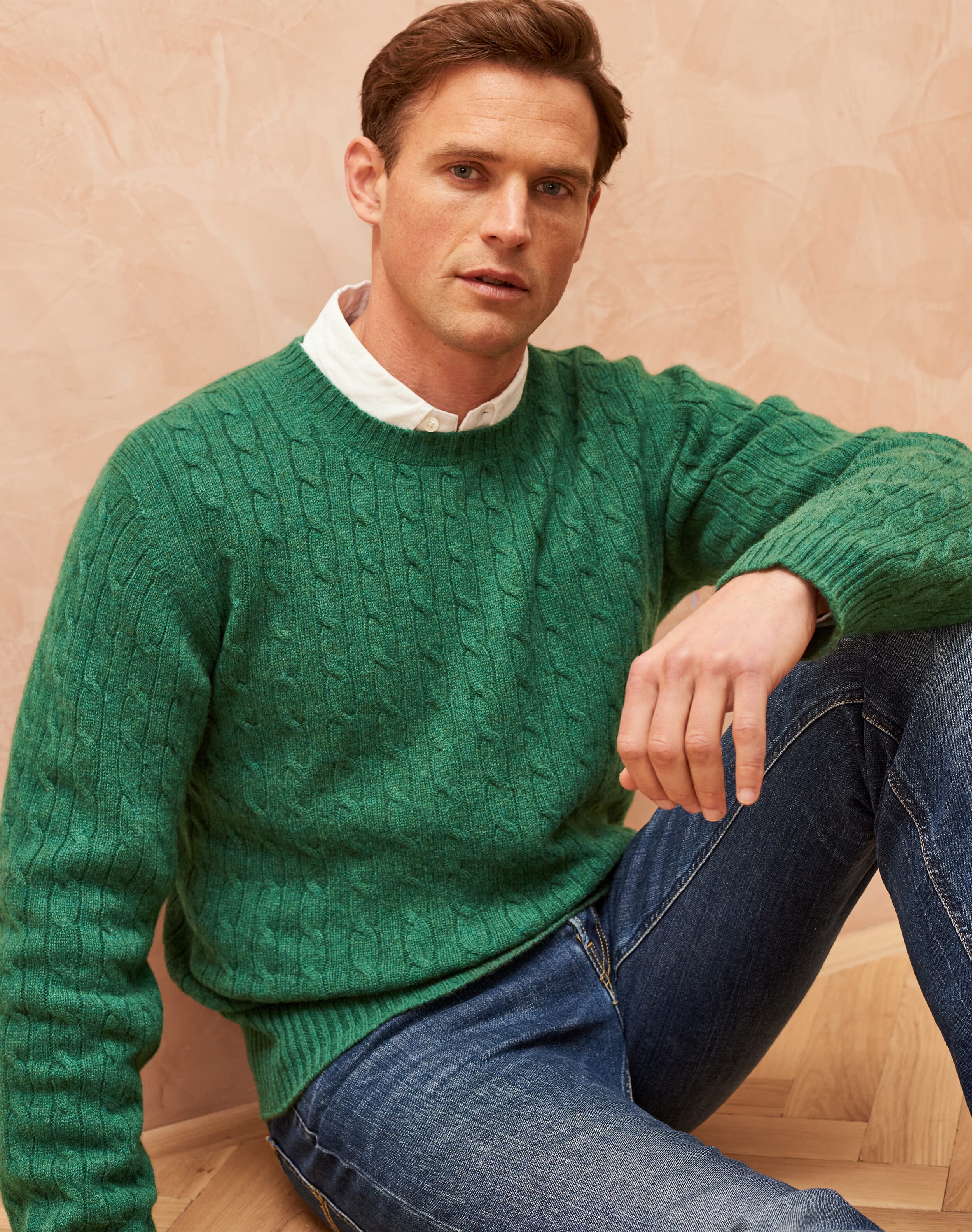 Cashmere Cable Knit Jumper Leaf