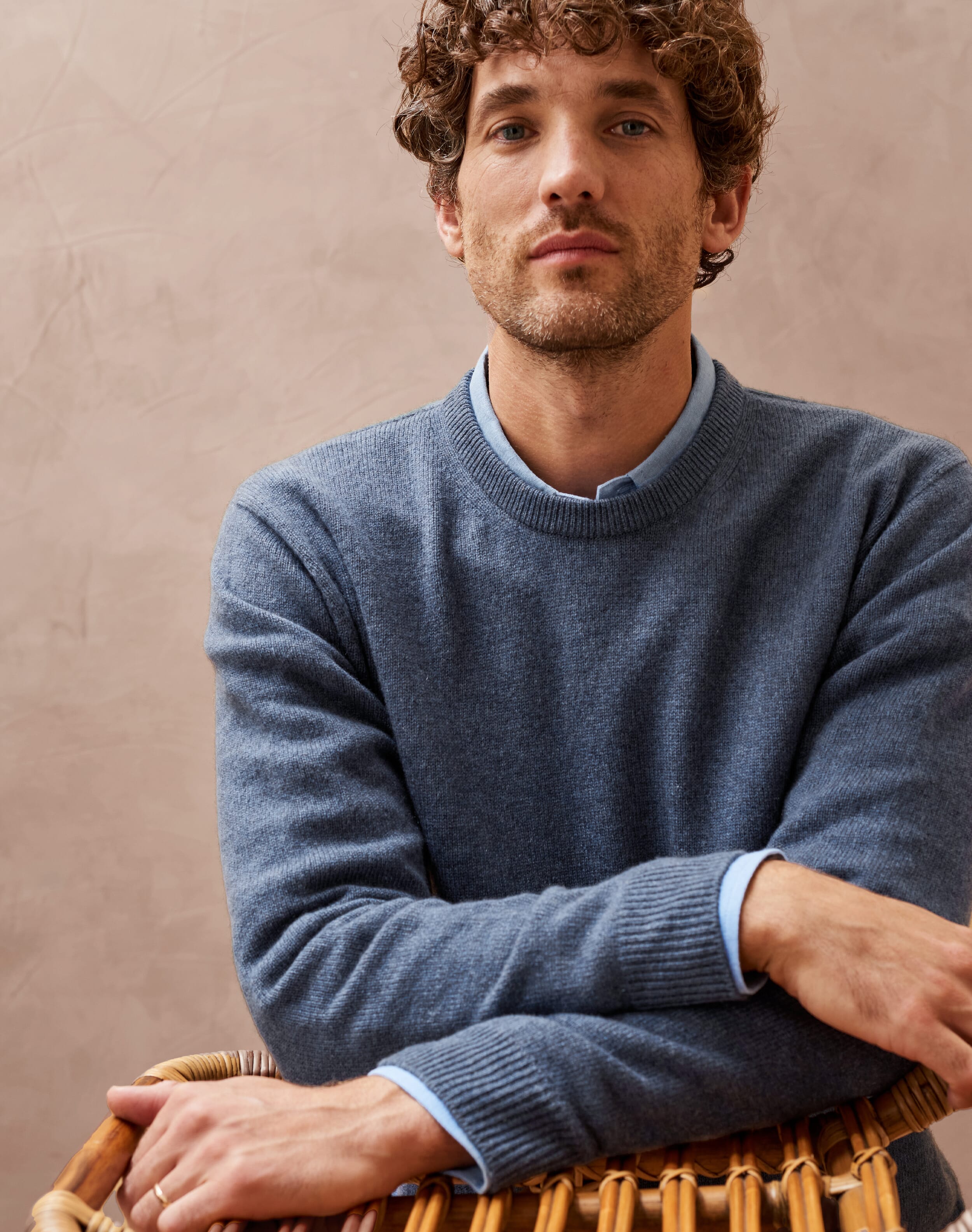 Brora Cashmere Classic Round Neck Jumper Indigo