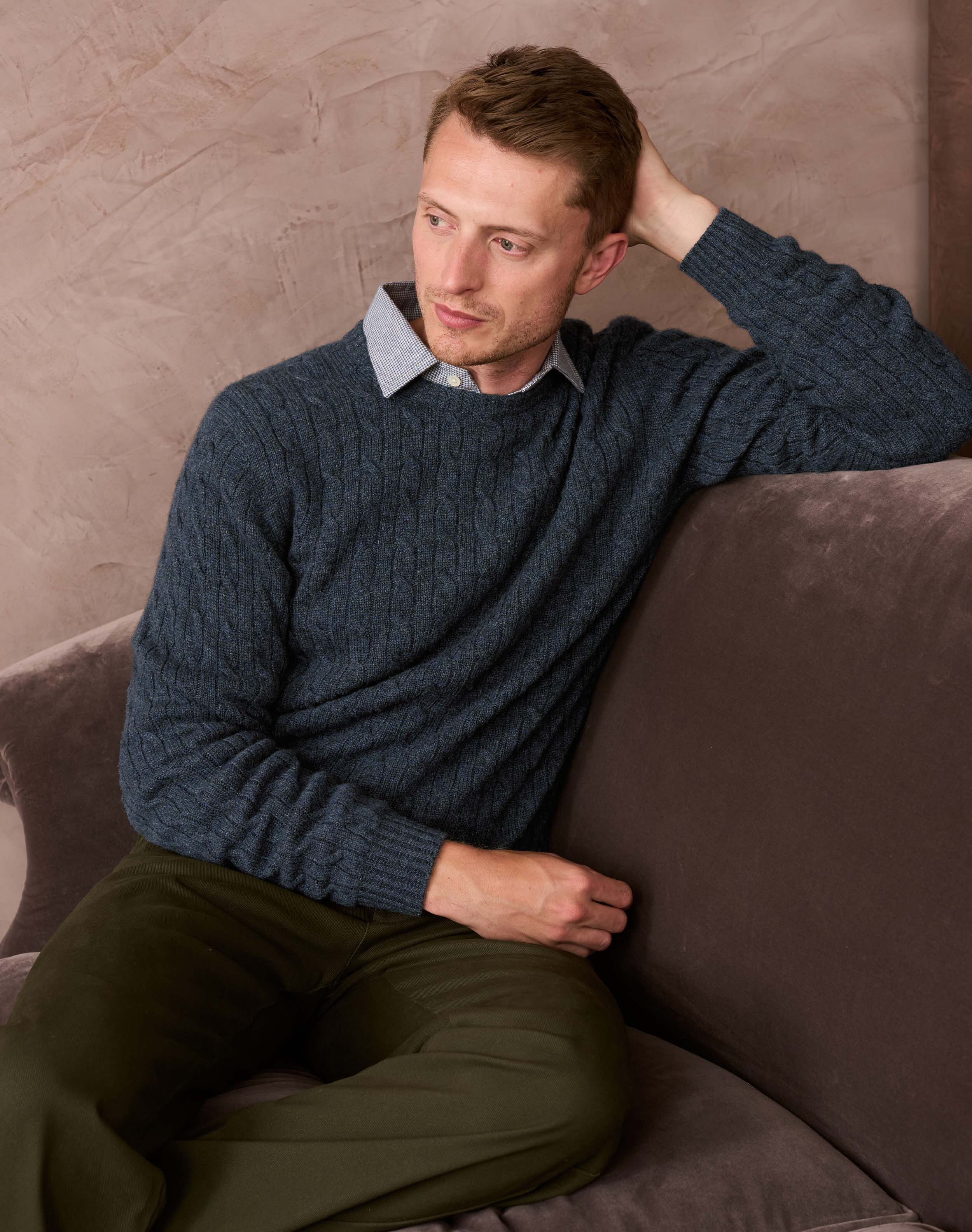 Brora Cashmere Cable Knit Jumper Steel