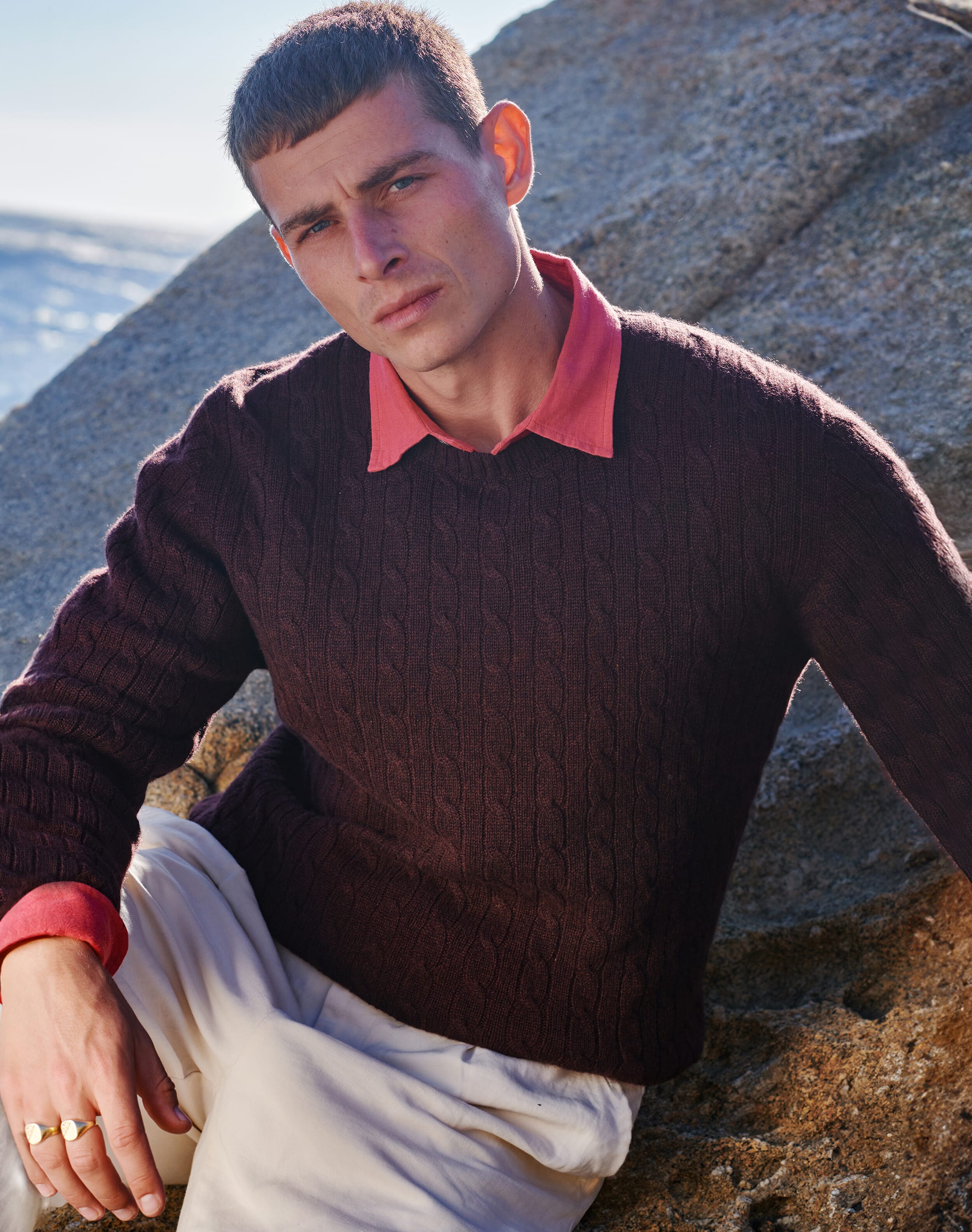 Brora Cashmere Cable Knit Jumper Malt