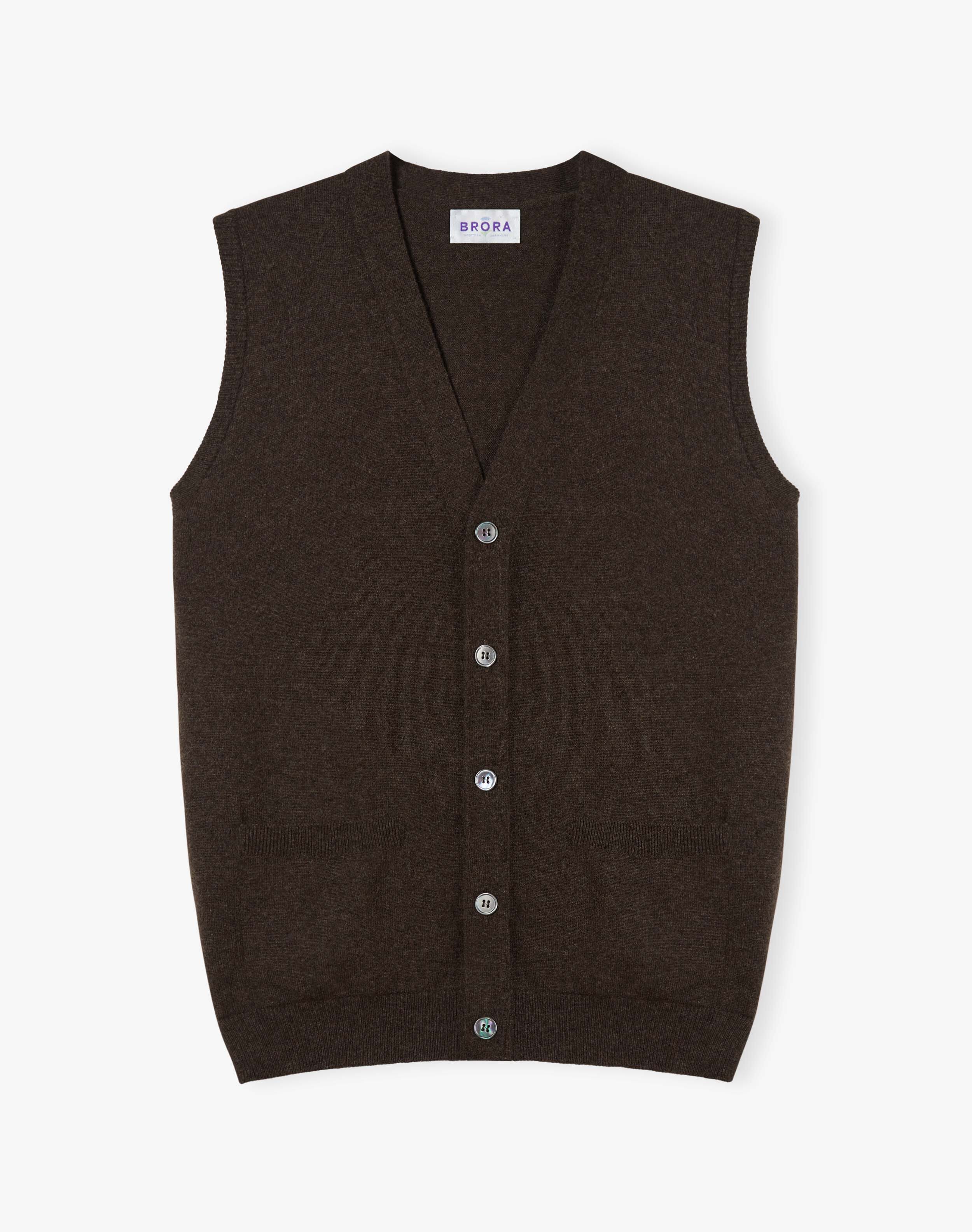 Ebony Cashmere Sleeveless Cardigan Brora