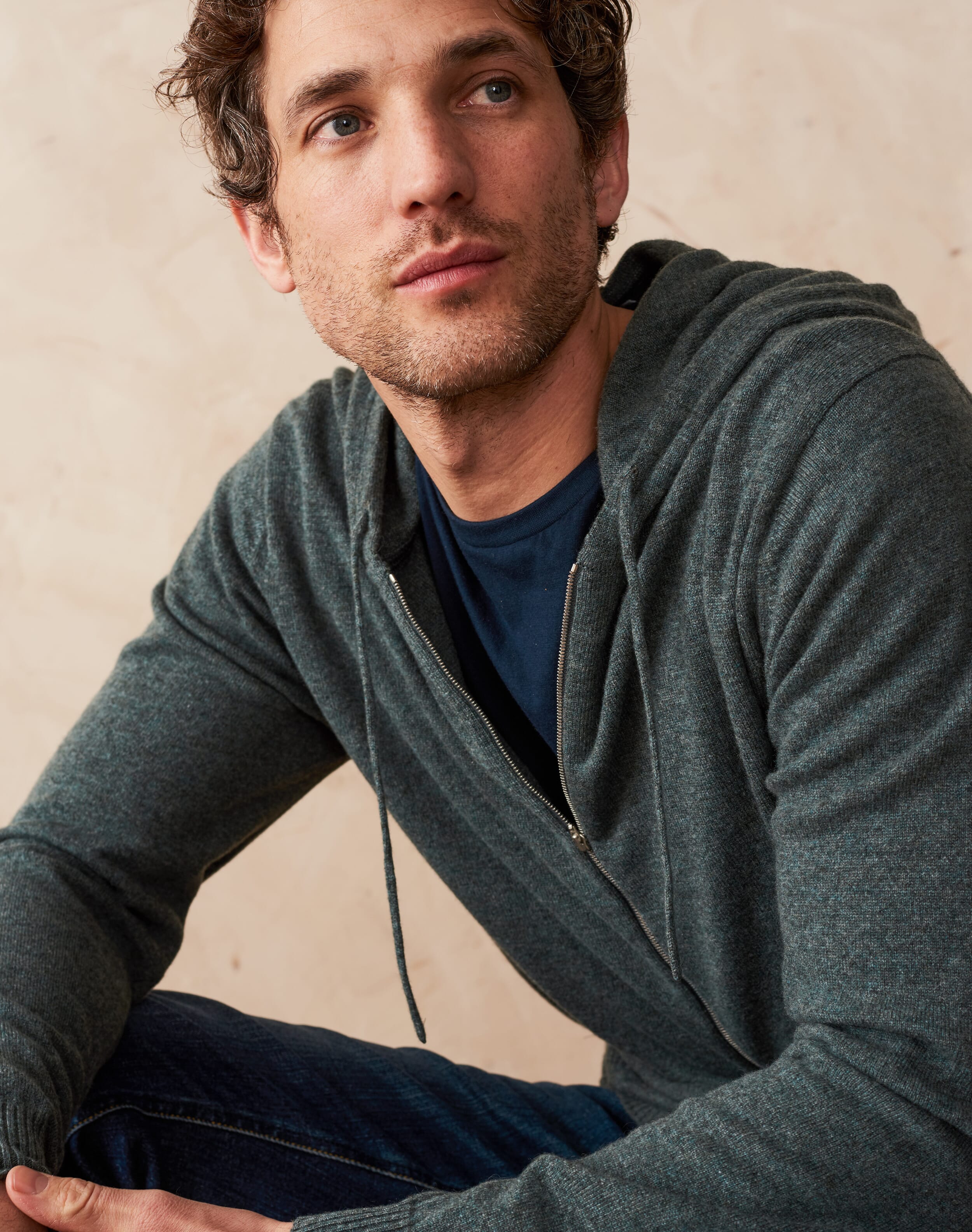 Verdigris Cashmere Zip Hoody | Cashmere Loungewear | Brora